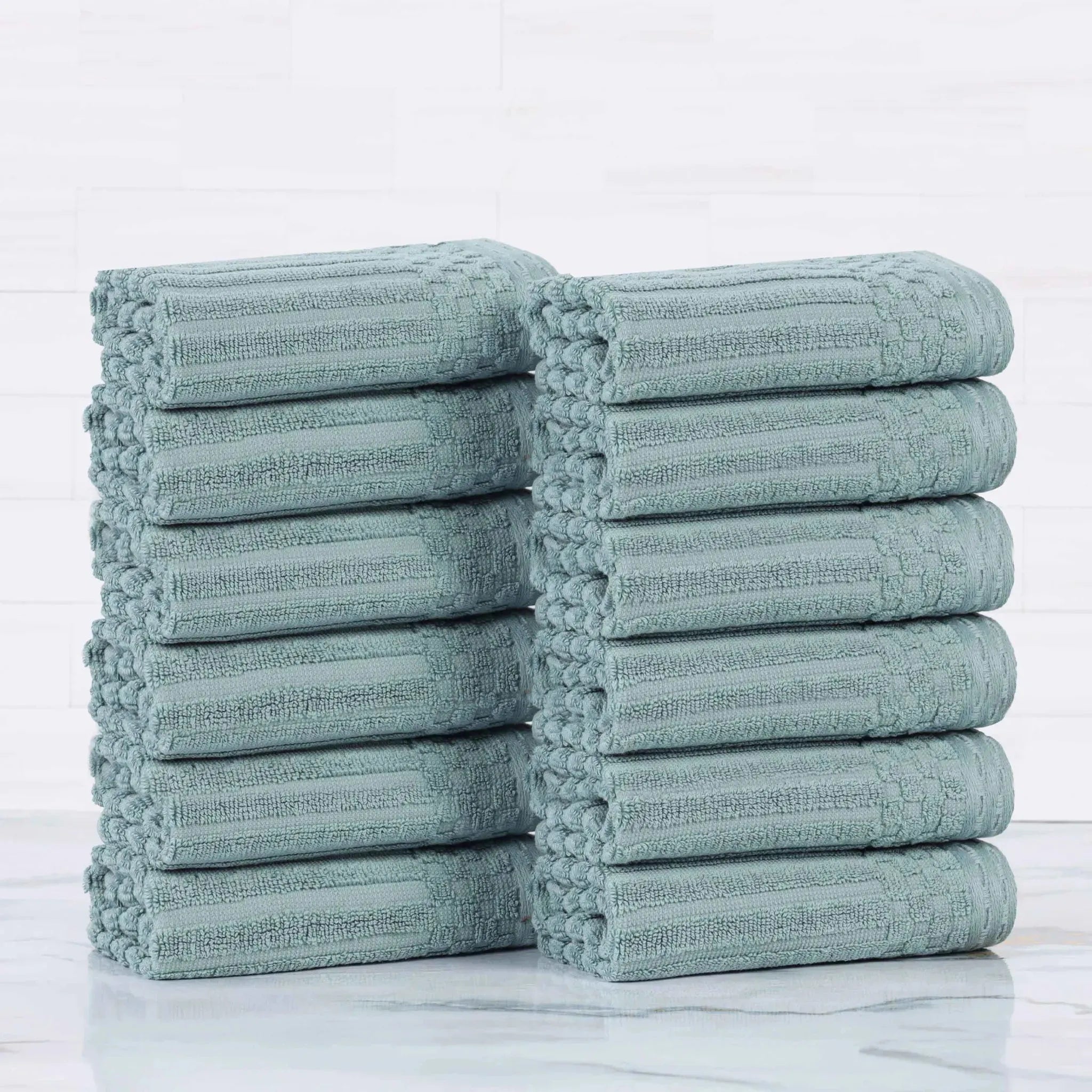 Soho Ribbed Cotton Absorbent Face Towel/Washcloth Set of 12 - Face Towel by Superior Brand