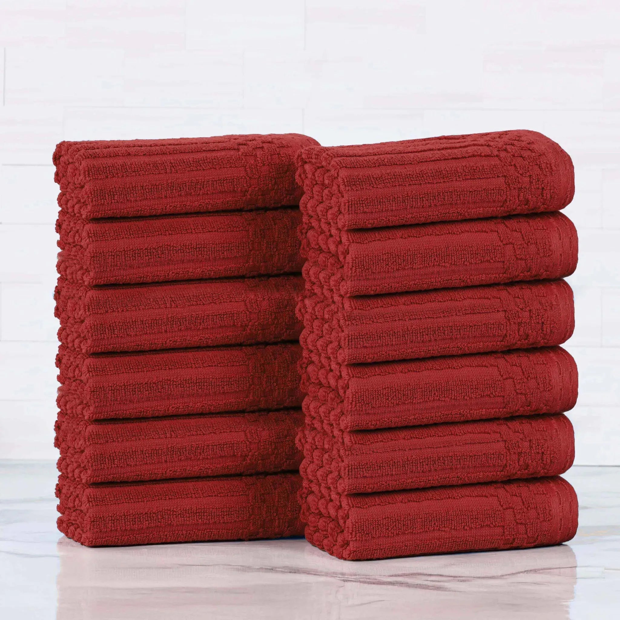 Soho Ribbed Cotton Absorbent Face Towel/Washcloth Set of 12 - Face Towel by Superior Brand
