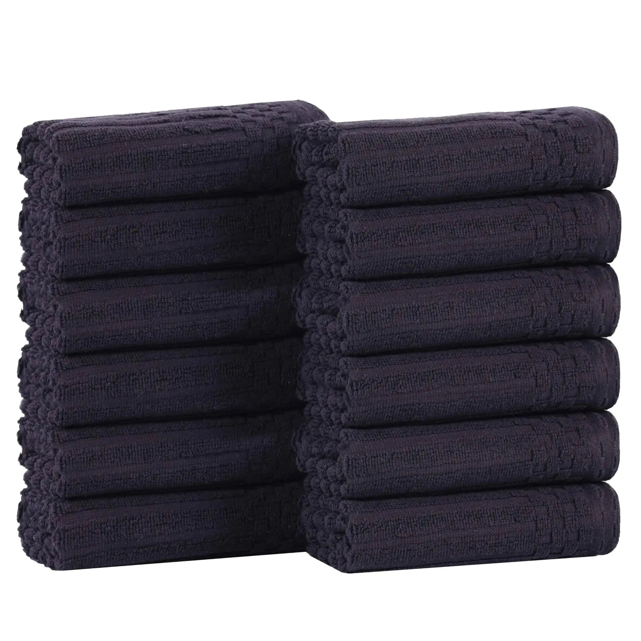 Soho Ribbed Cotton Absorbent Face Towel/Washcloth Set of 12 - Face Towel by Superior Brand