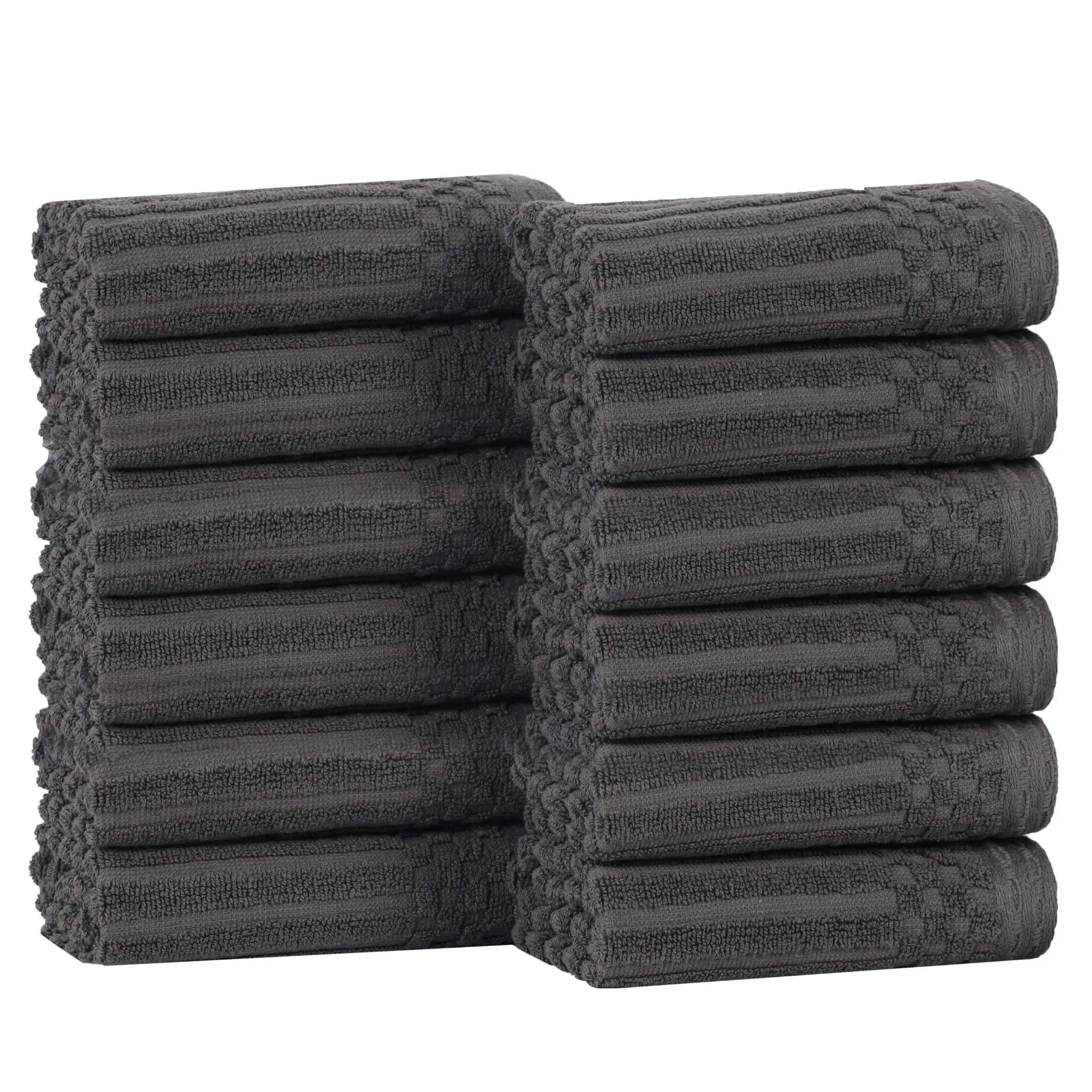 Soho Ribbed Cotton Absorbent Face Towel/Washcloth Set of 12 - Face Towel by Superior Brand