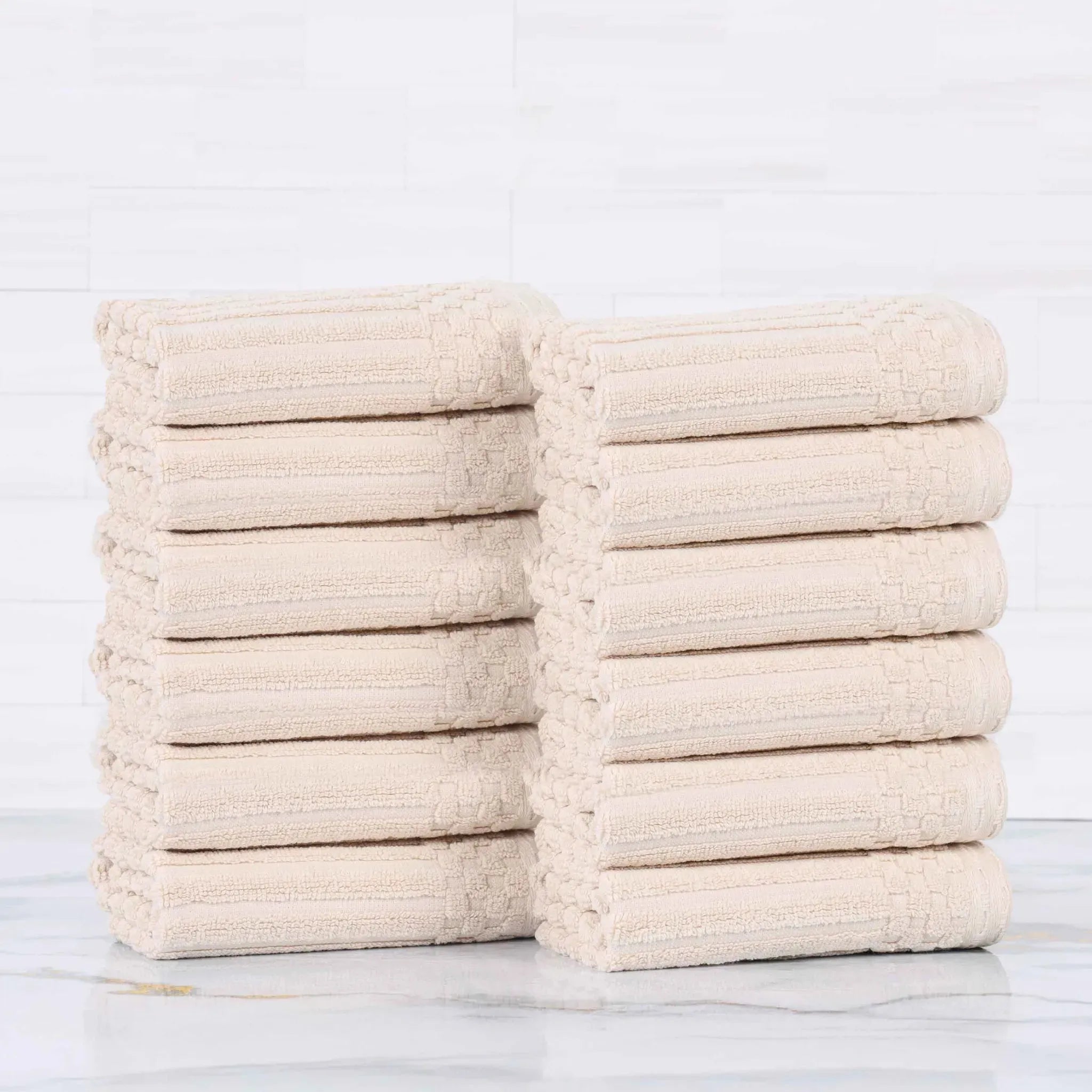 Soho Ribbed Cotton Absorbent Face Towel/Washcloth Set of 12 - Face Towel by Superior Brand