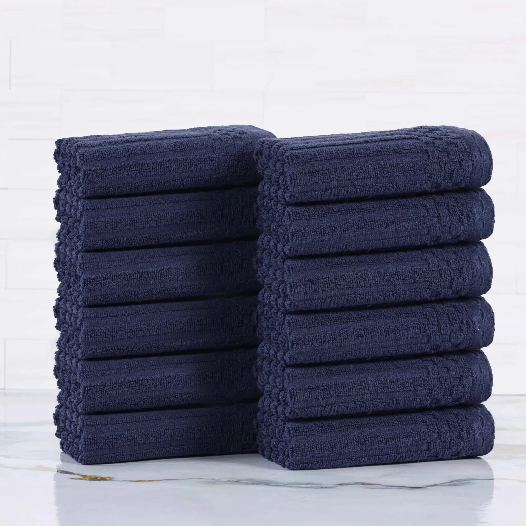Soho Ribbed Cotton Absorbent Face Towel/Washcloth Set of 12 - Face Towel by Superior Brand