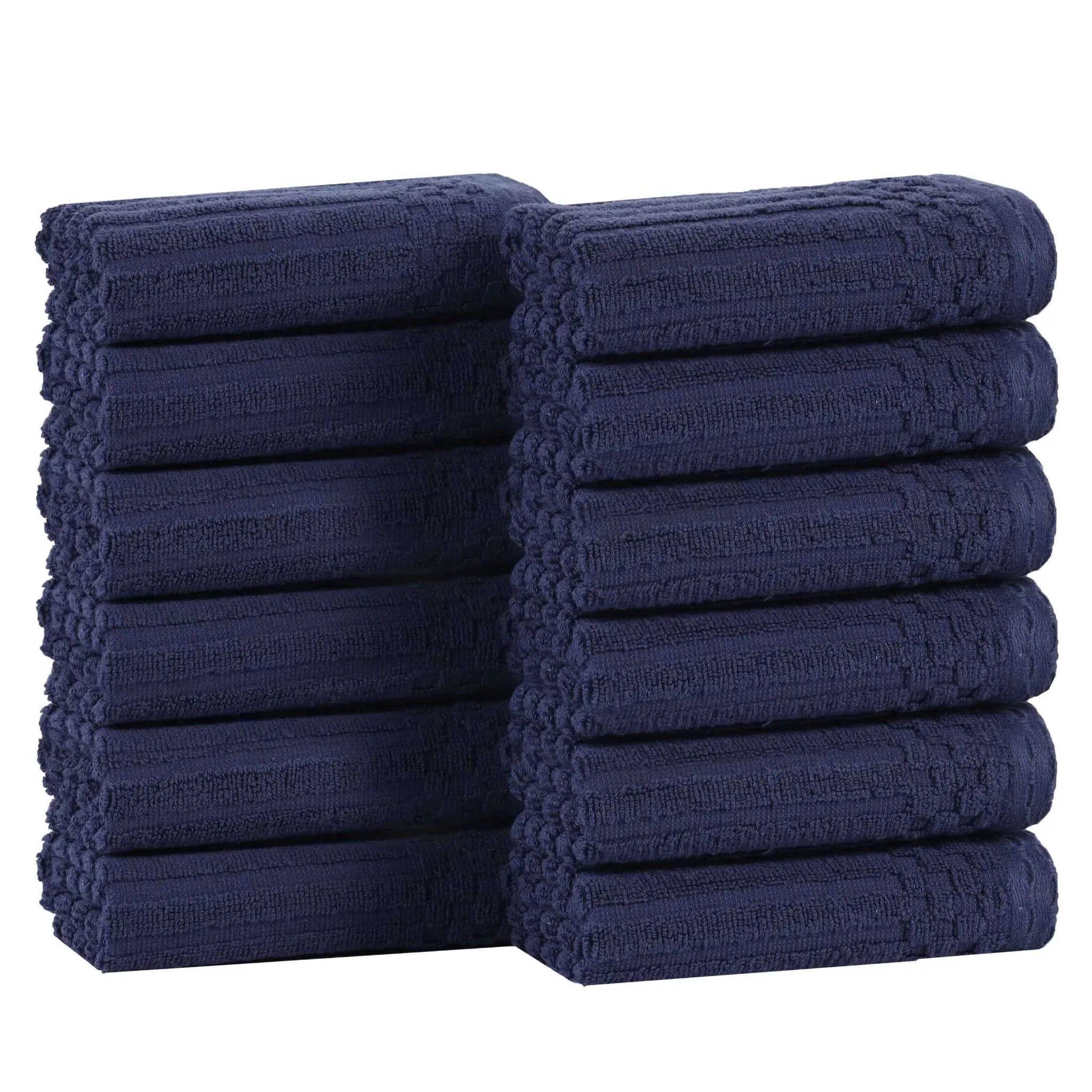 Soho Ribbed Cotton Absorbent Face Towel/Washcloth Set of 12 - Face Towel by Superior Brand