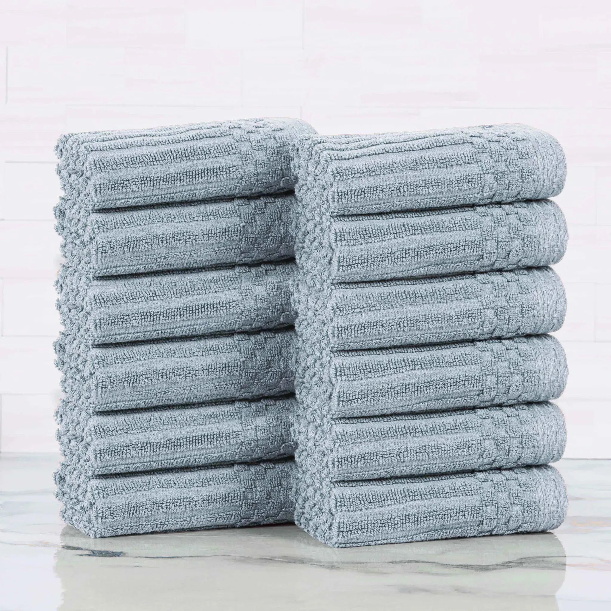 Soho Ribbed Cotton Absorbent Face Towel/Washcloth Set of 12 - Face Towel by Superior Brand