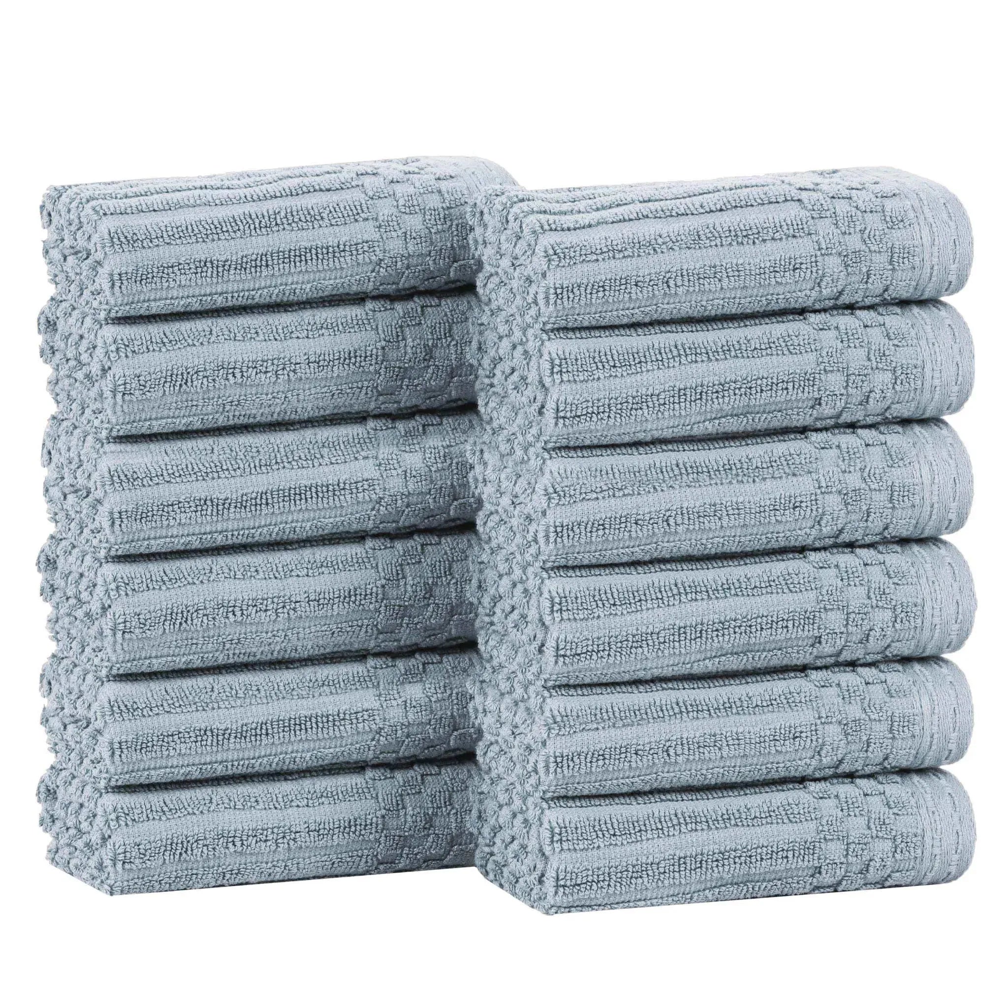 Soho Ribbed Cotton Absorbent Face Towel/Washcloth Set of 12 - Face Towel by Superior Brand