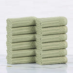 Soho Ribbed Cotton Absorbent Face Towel/Washcloth Set of 12 - Face Towel by Superior Brand