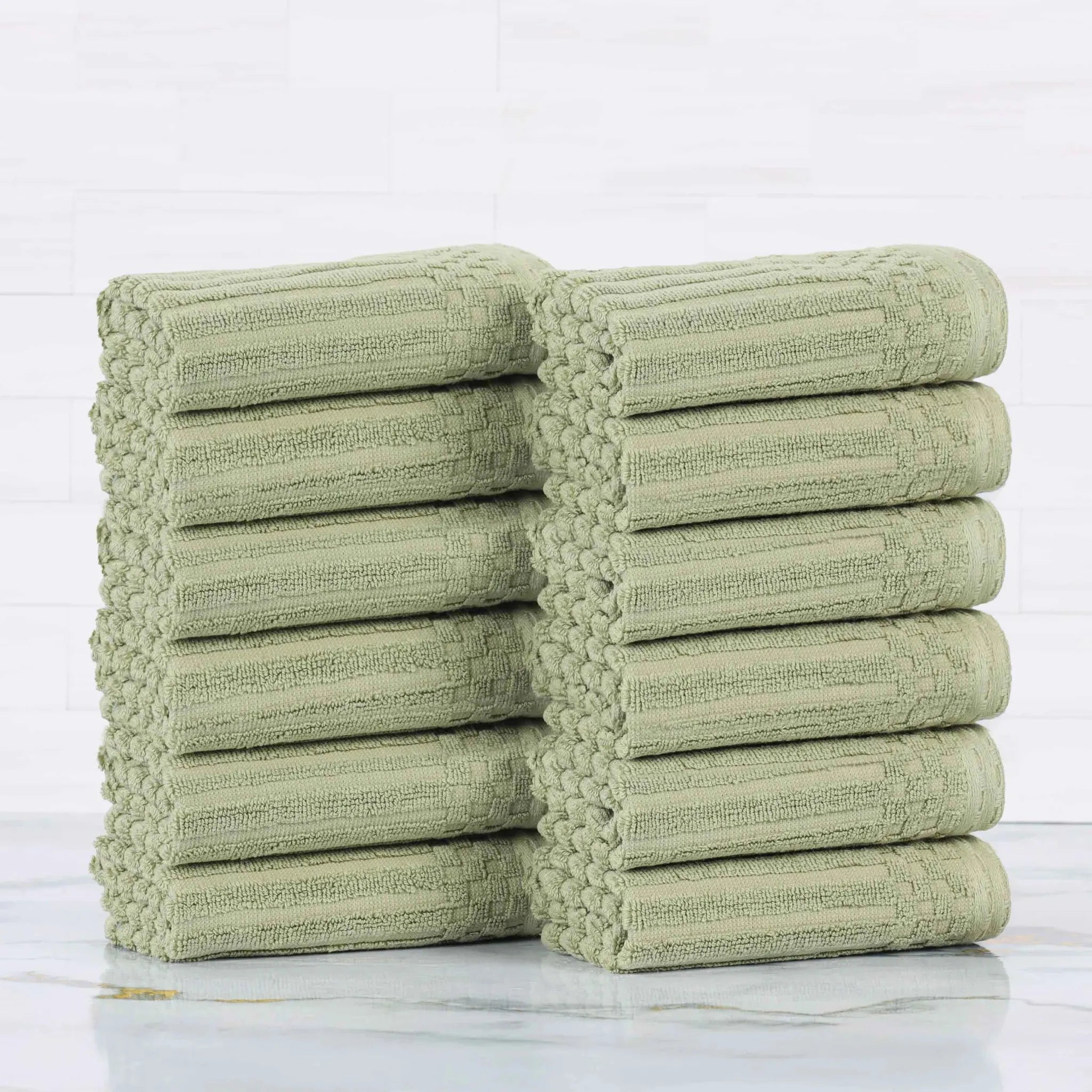 Soho Ribbed Cotton Absorbent Face Towel/Washcloth Set of 12 - Face Towel by Superior Brand