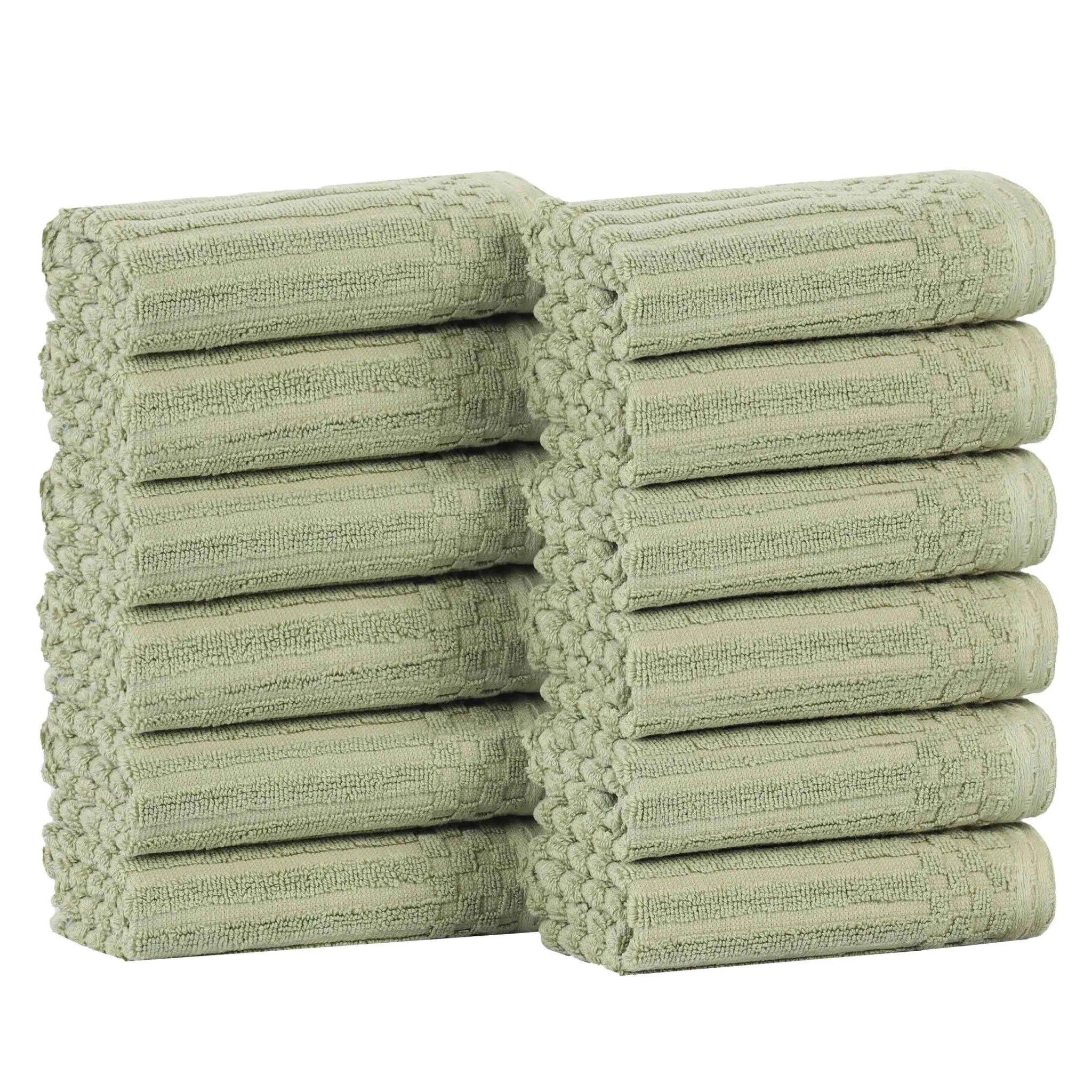 Soho Ribbed Cotton Absorbent Face Towel/Washcloth Set of 12 - Face Towel by Superior Brand