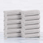 Soho Ribbed Cotton Absorbent Face Towel/Washcloth Set of 12 - Face Towel by Superior Brand
