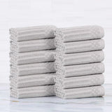 Soho Ribbed Cotton Absorbent Face Towel/Washcloth Set of 12 - Face Towel by Superior Brand