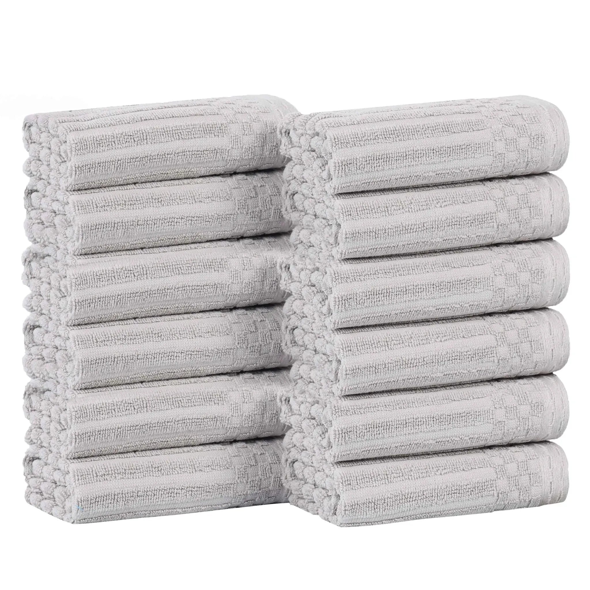 Soho Ribbed Cotton Absorbent Face Towel/Washcloth Set of 12 - Face Towel by Superior Brand