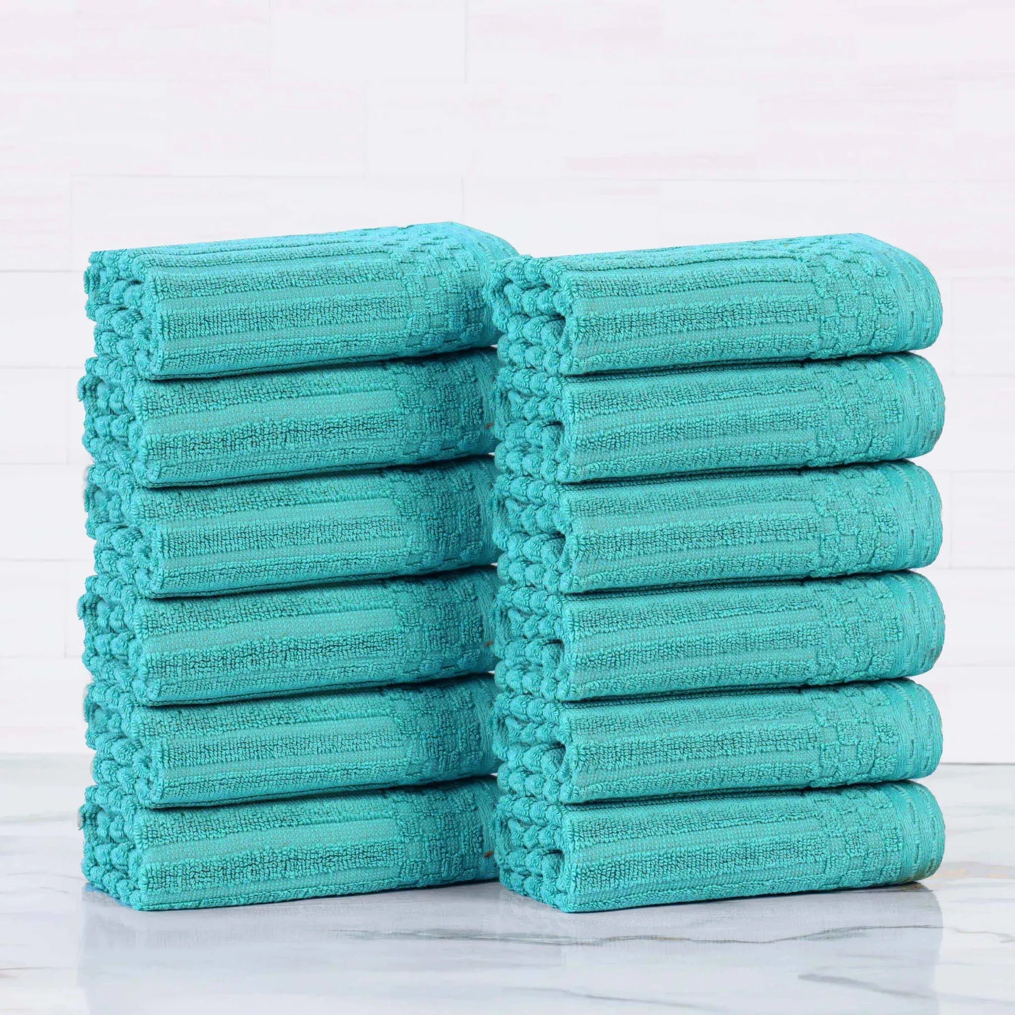Soho Ribbed Cotton Absorbent Face Towel/Washcloth Set of 12 - Face Towel by Superior Brand