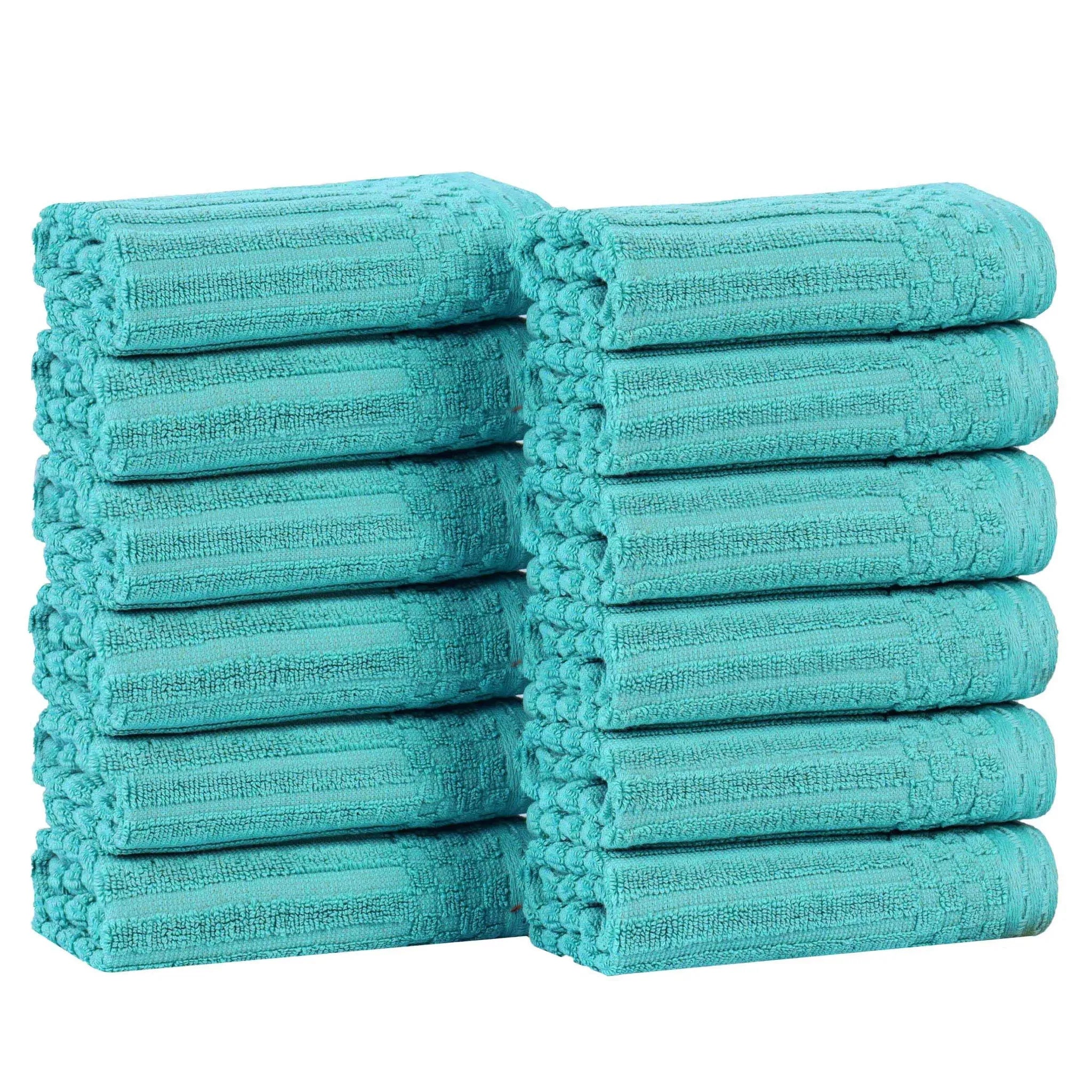 Soho Ribbed Cotton Absorbent Face Towel/Washcloth Set of 12 - Face Towel by Superior Brand
