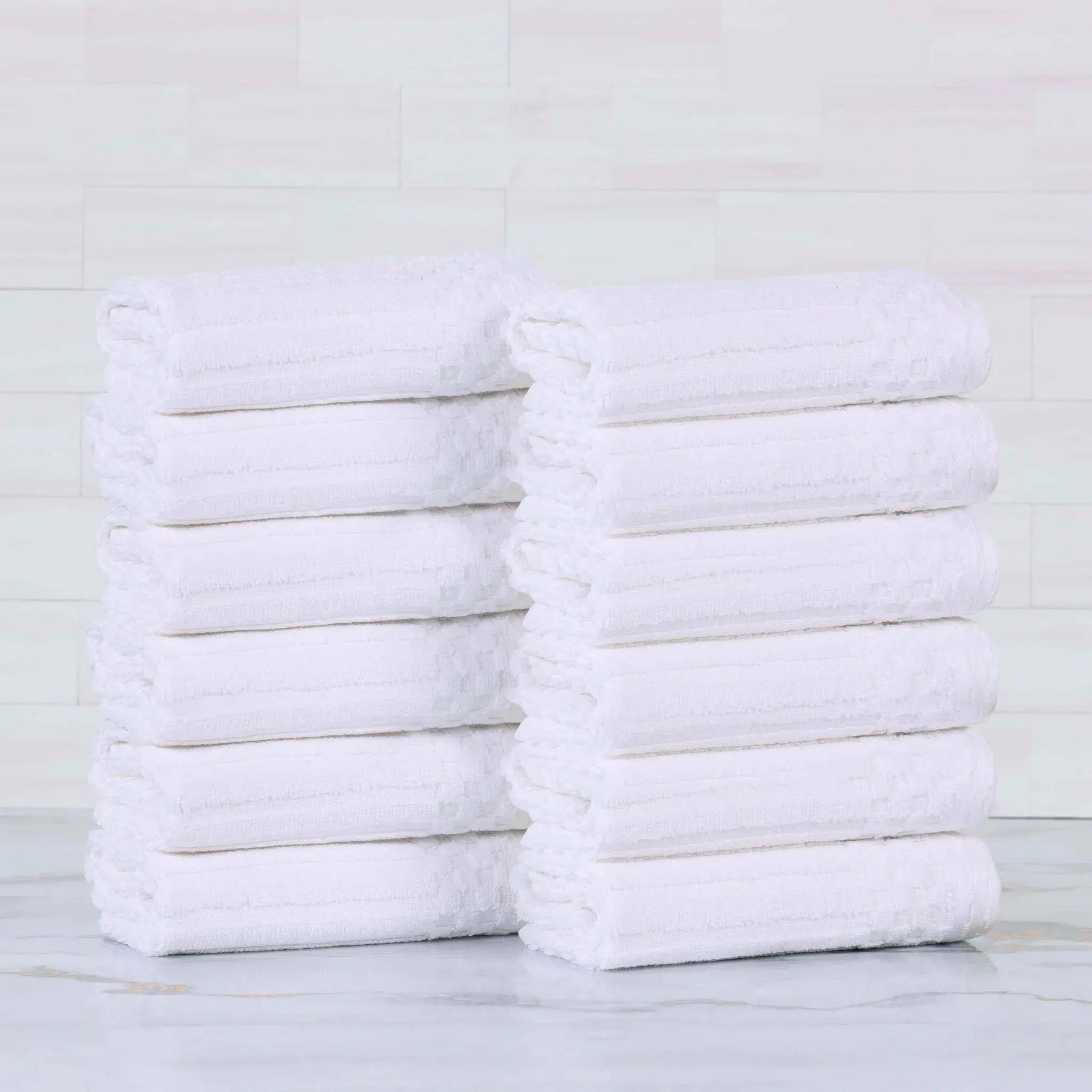 Soho Ribbed Cotton Absorbent Face Towel/Washcloth Set of 12 - Face Towel by Superior Brand