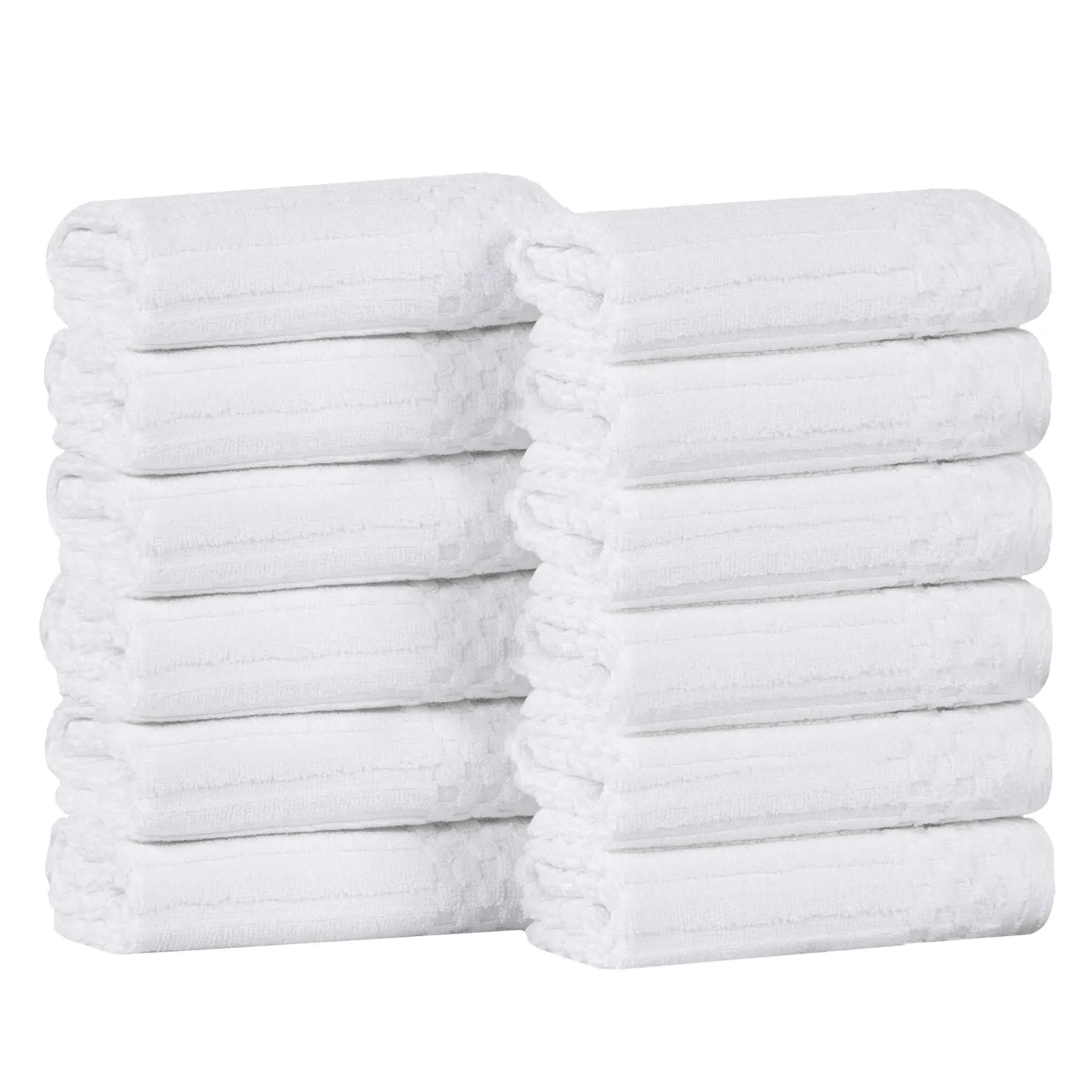 Soho Ribbed Cotton Absorbent Face Towel/Washcloth Set of 12 - Face Towel by Superior Brand