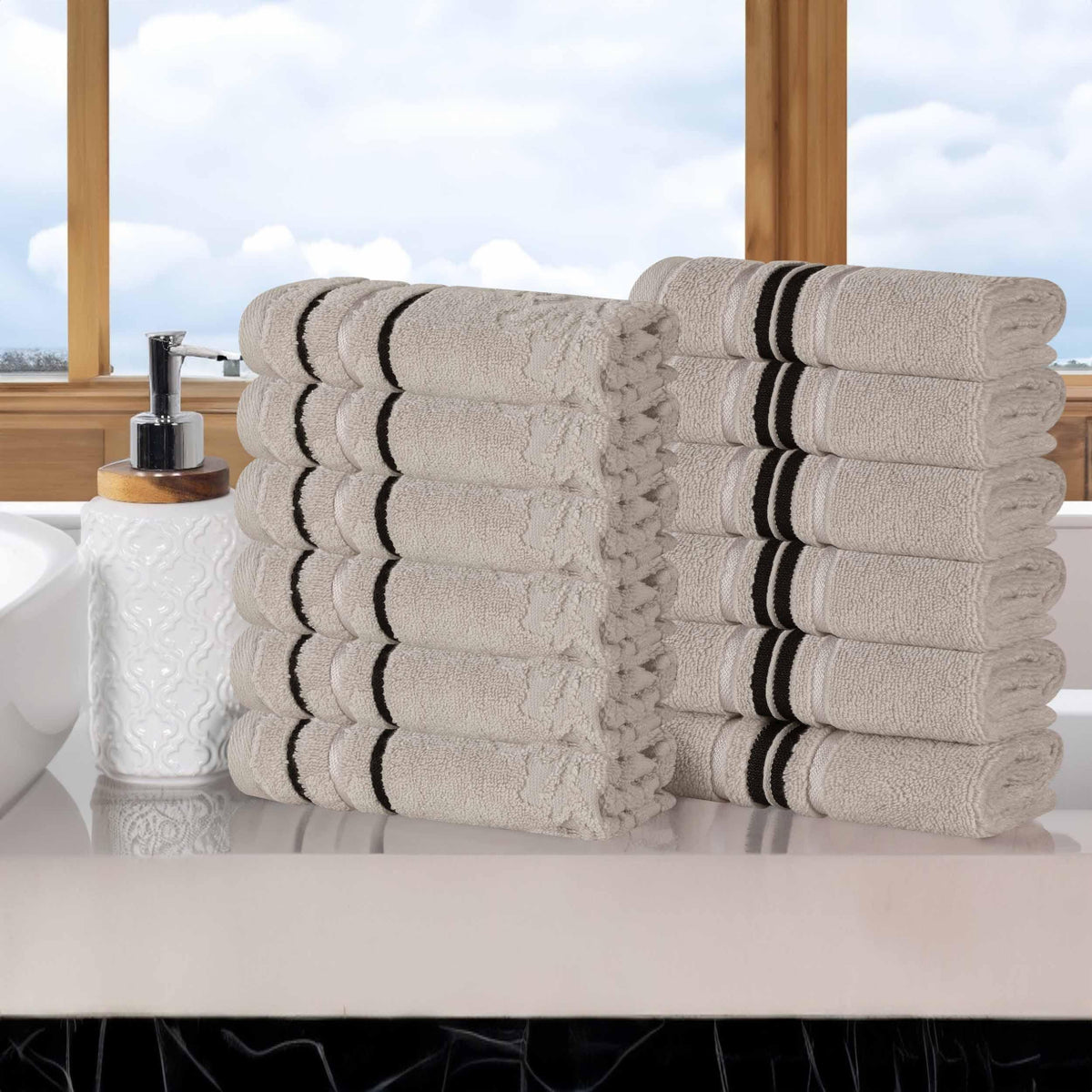 Zero Twist Cotton Waffle Honeycomb Plush Soft Absorbent Face Towel Washcloth Set of 12