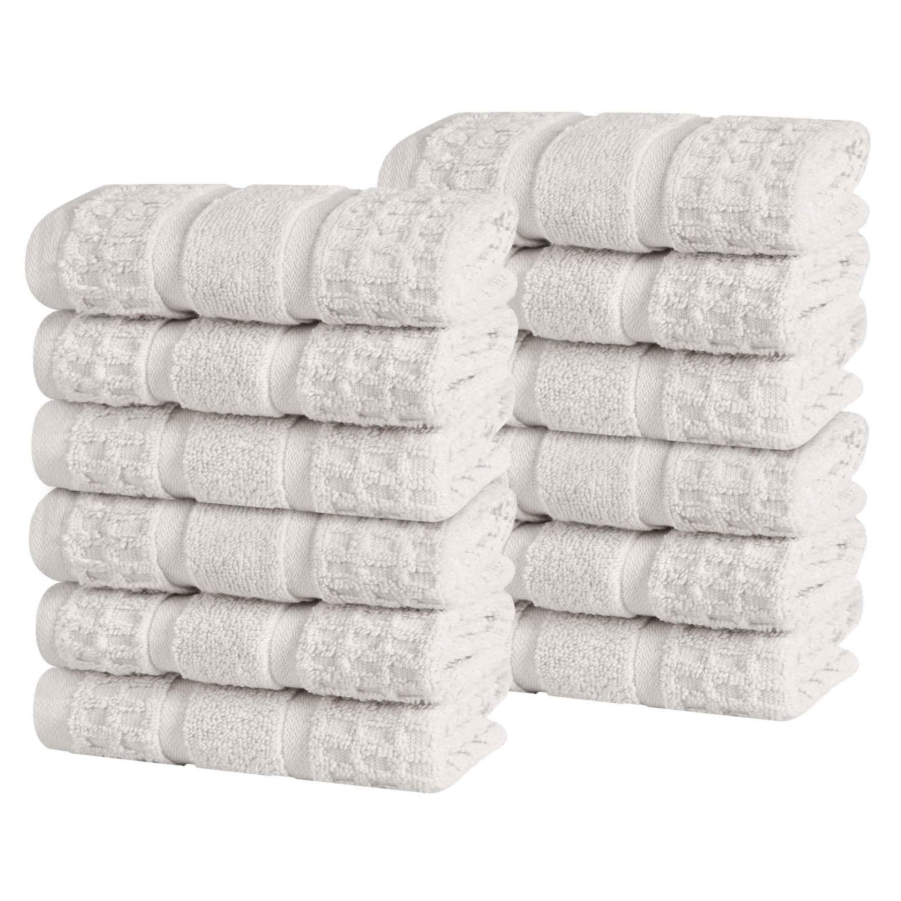 Superior Napa Zero Twist Cotton Waffle Face Towel Washcloth Set of 12 - Forest Green