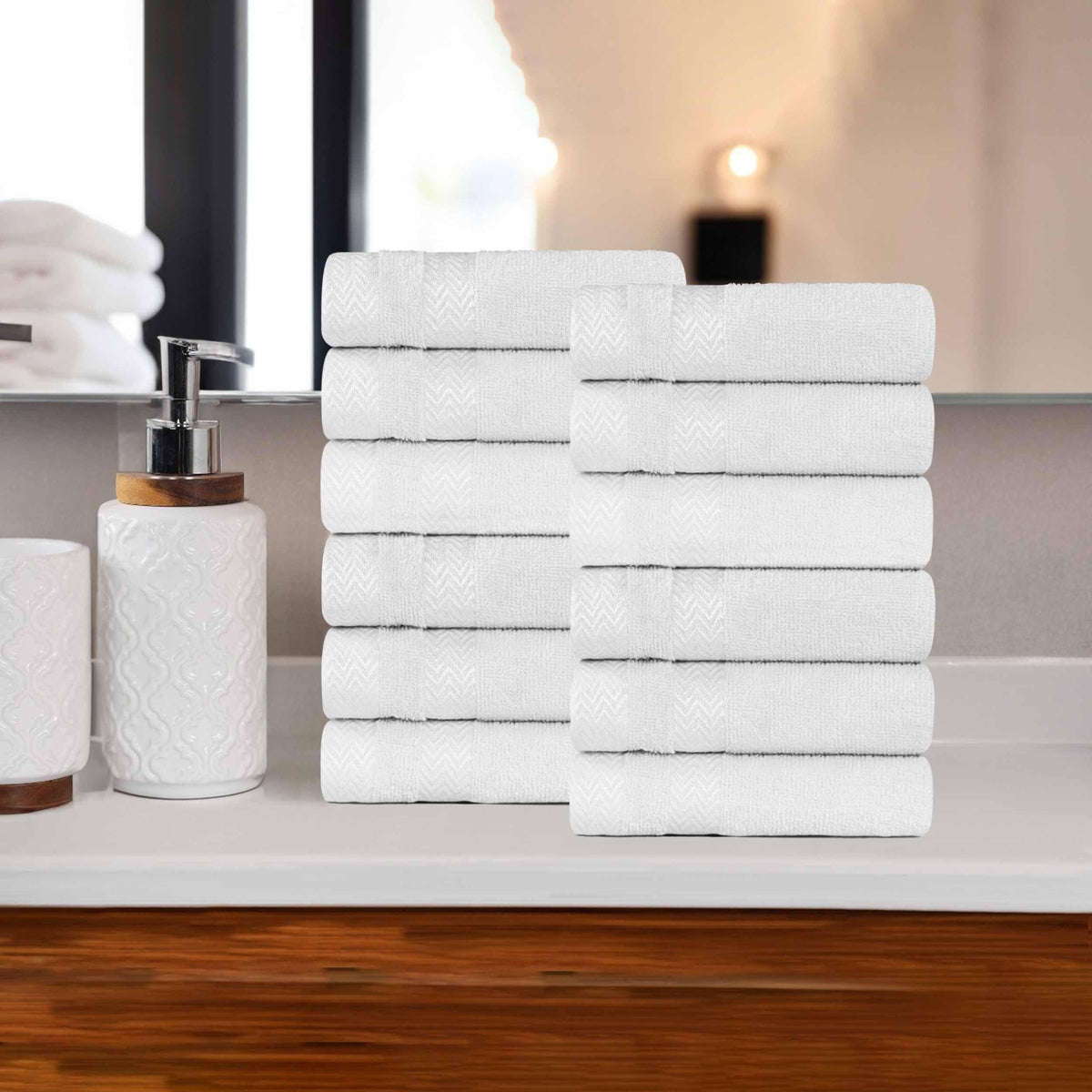 Zero Twist Cotton Waffle Honeycomb Plush Soft Absorbent Face Towel Washcloth Set of 12