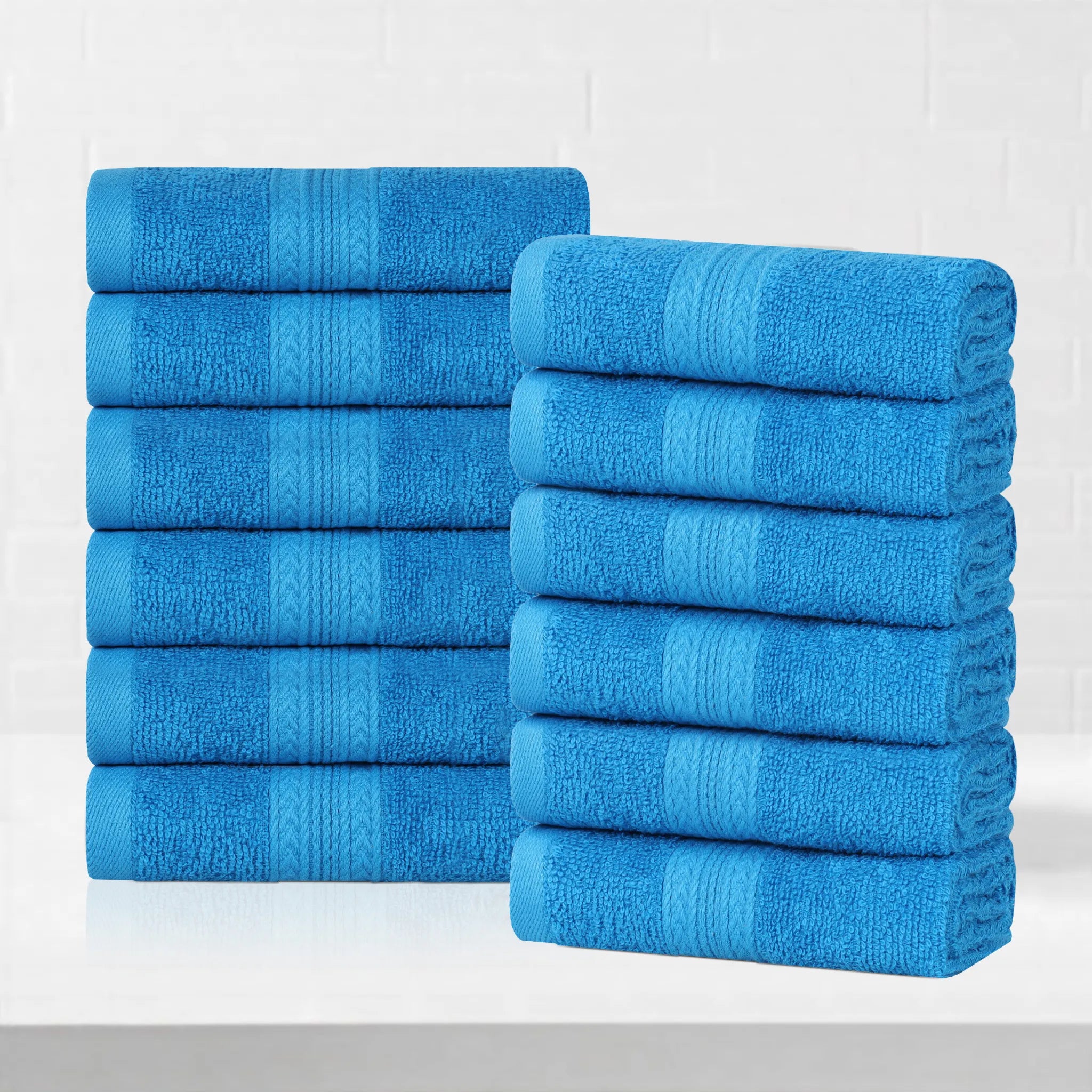 Eco-Friendly Ring-Spun Cotton 12-Piece Face Towel/Washcloth Set