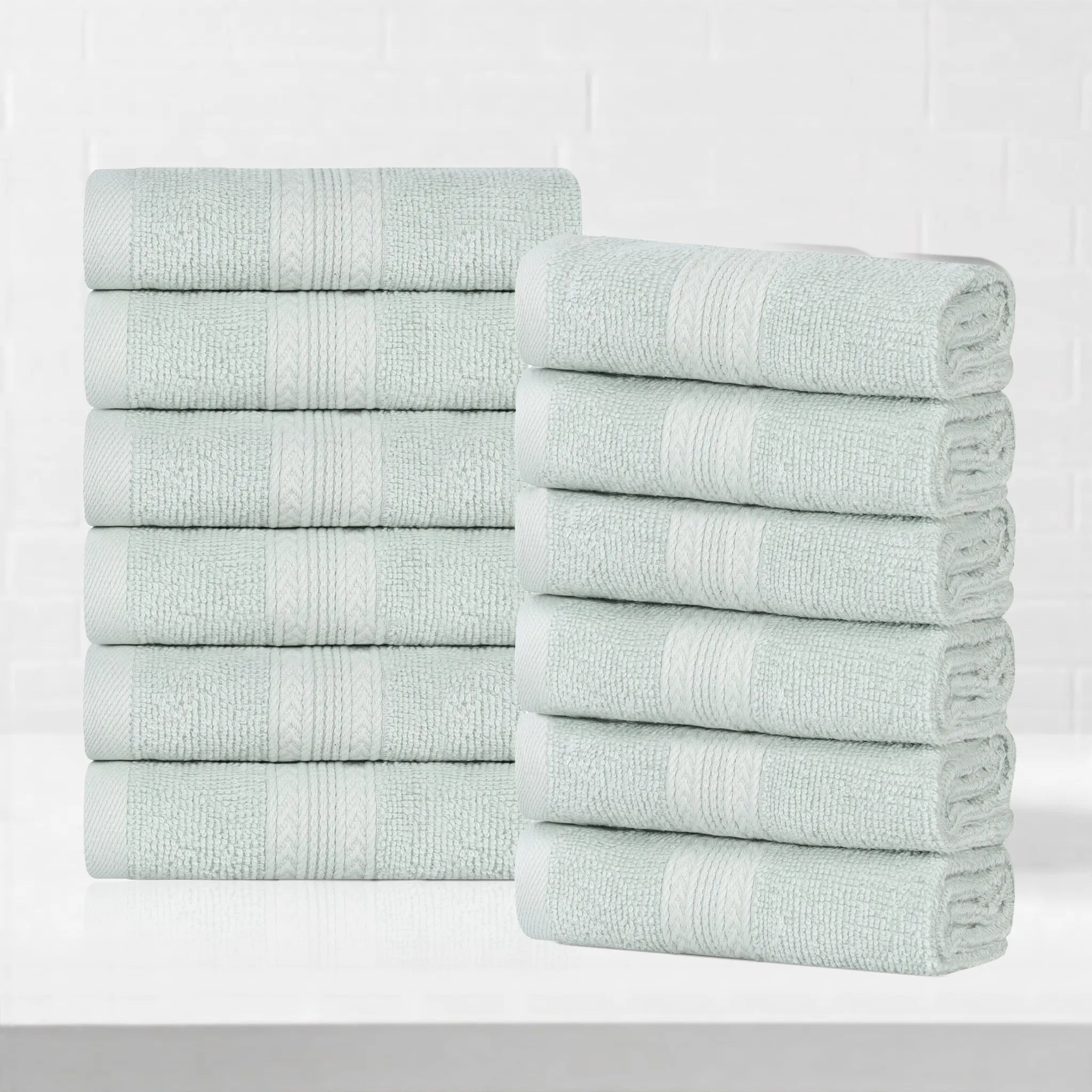 Eco-Friendly Ring-Spun Cotton 12-Piece Face Towel/Washcloth Set