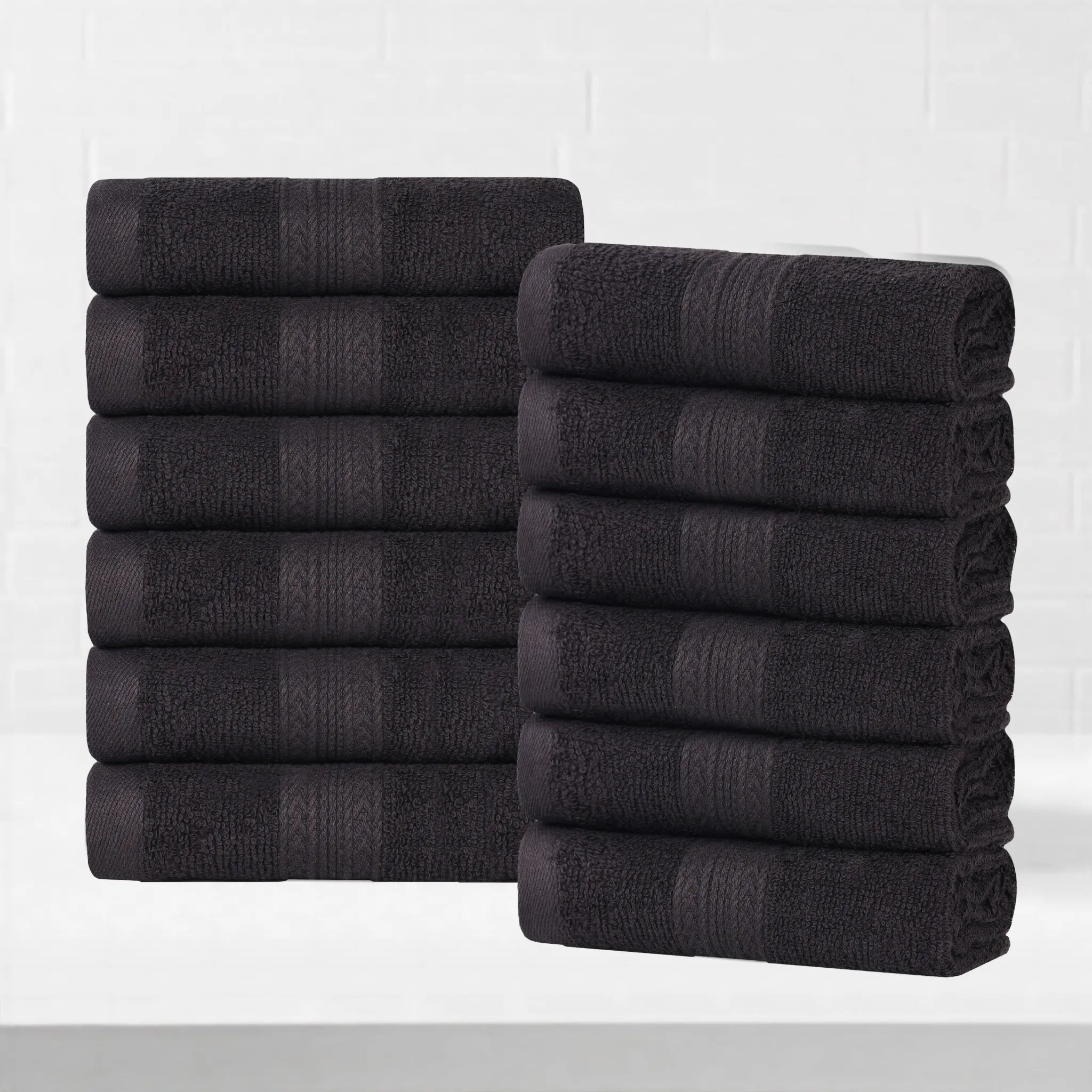 Eco-Friendly Ring-Spun Cotton 12-Piece Face Towel/Washcloth Set