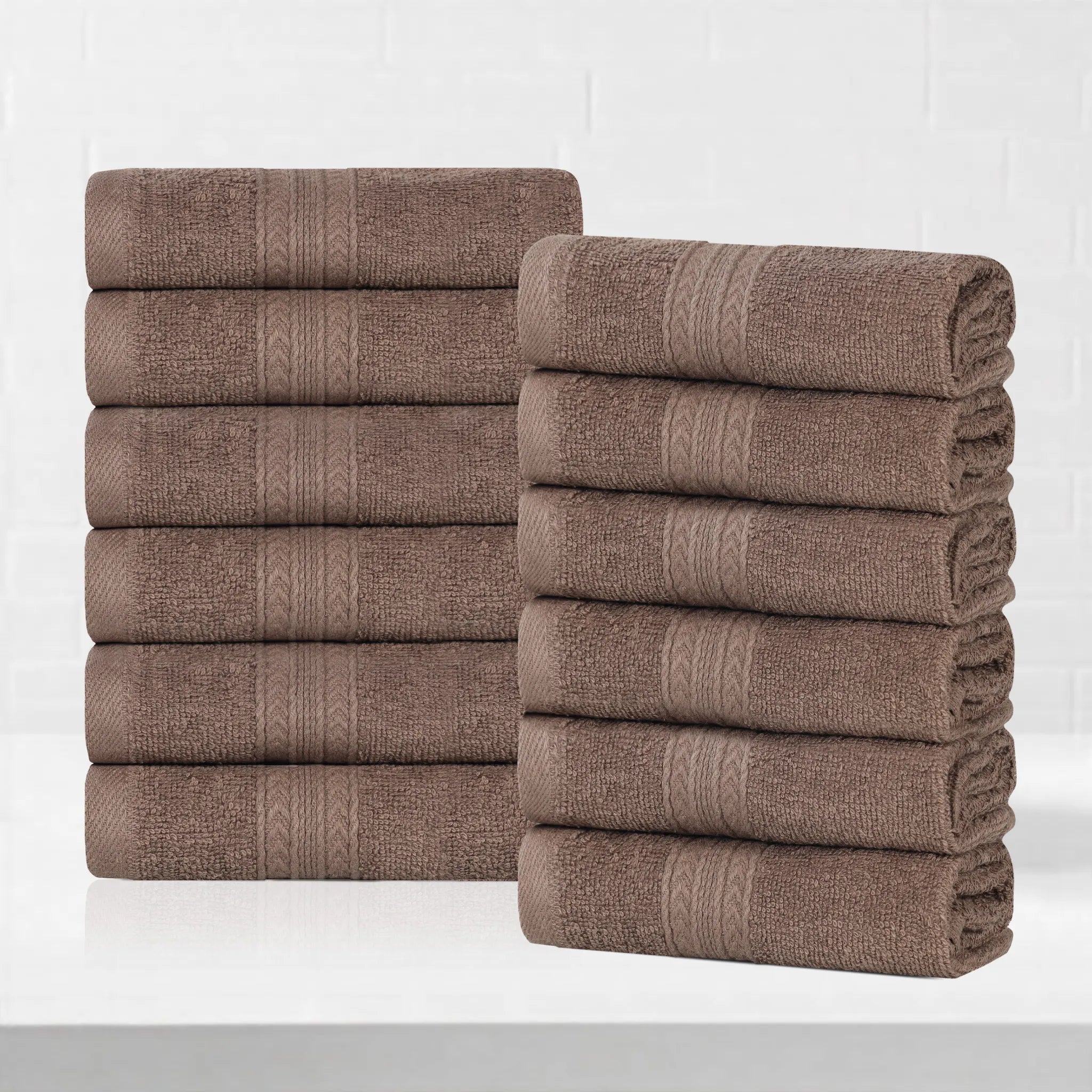 Eco-Friendly Ring-Spun Cotton 12-Piece Face Towel/Washcloth Set