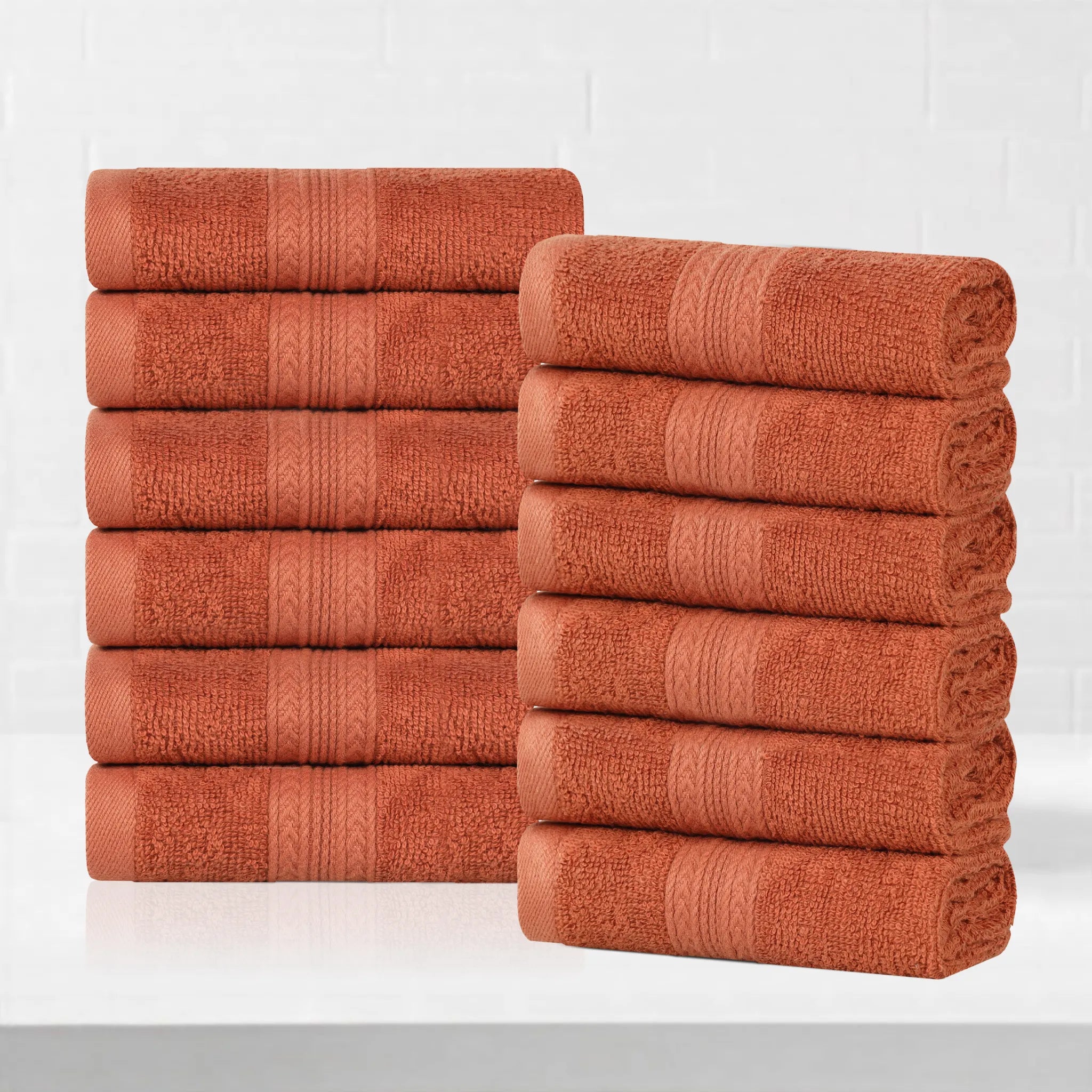Eco-Friendly Ring-Spun Cotton 12-Piece Face Towel/Washcloth Set