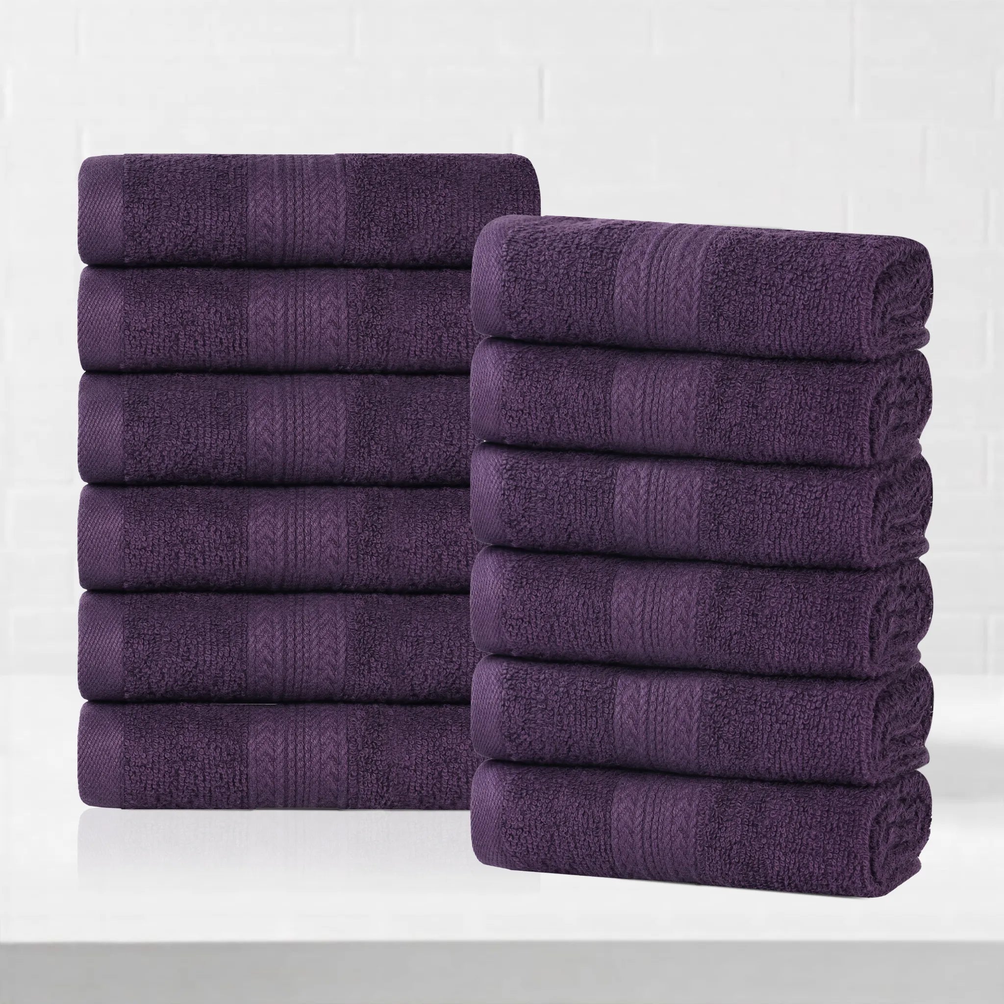 Eco-Friendly Ring-Spun Cotton 12-Piece Face Towel/Washcloth Set