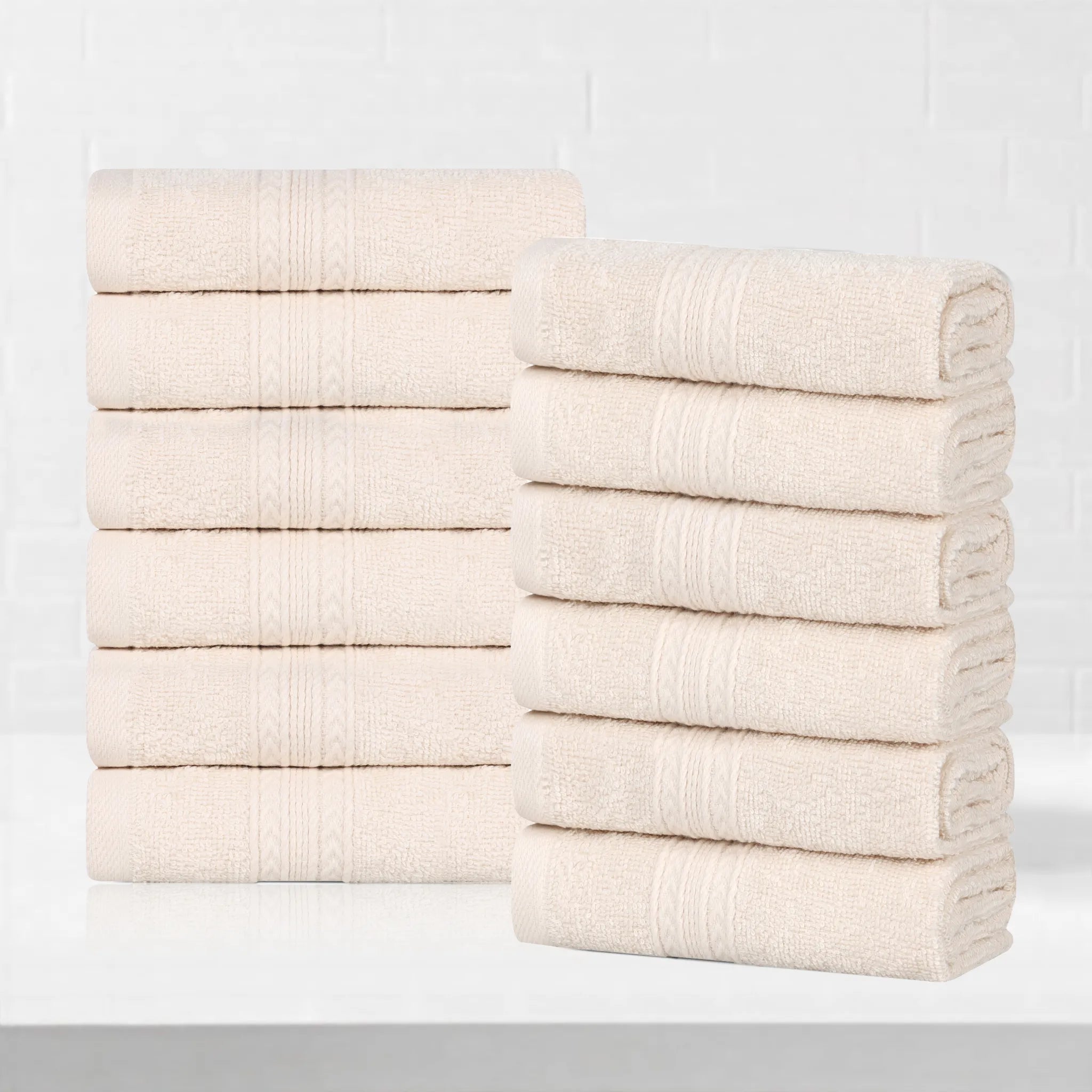 Eco-Friendly Ring-Spun Cotton 12-Piece Face Towel/Washcloth Set