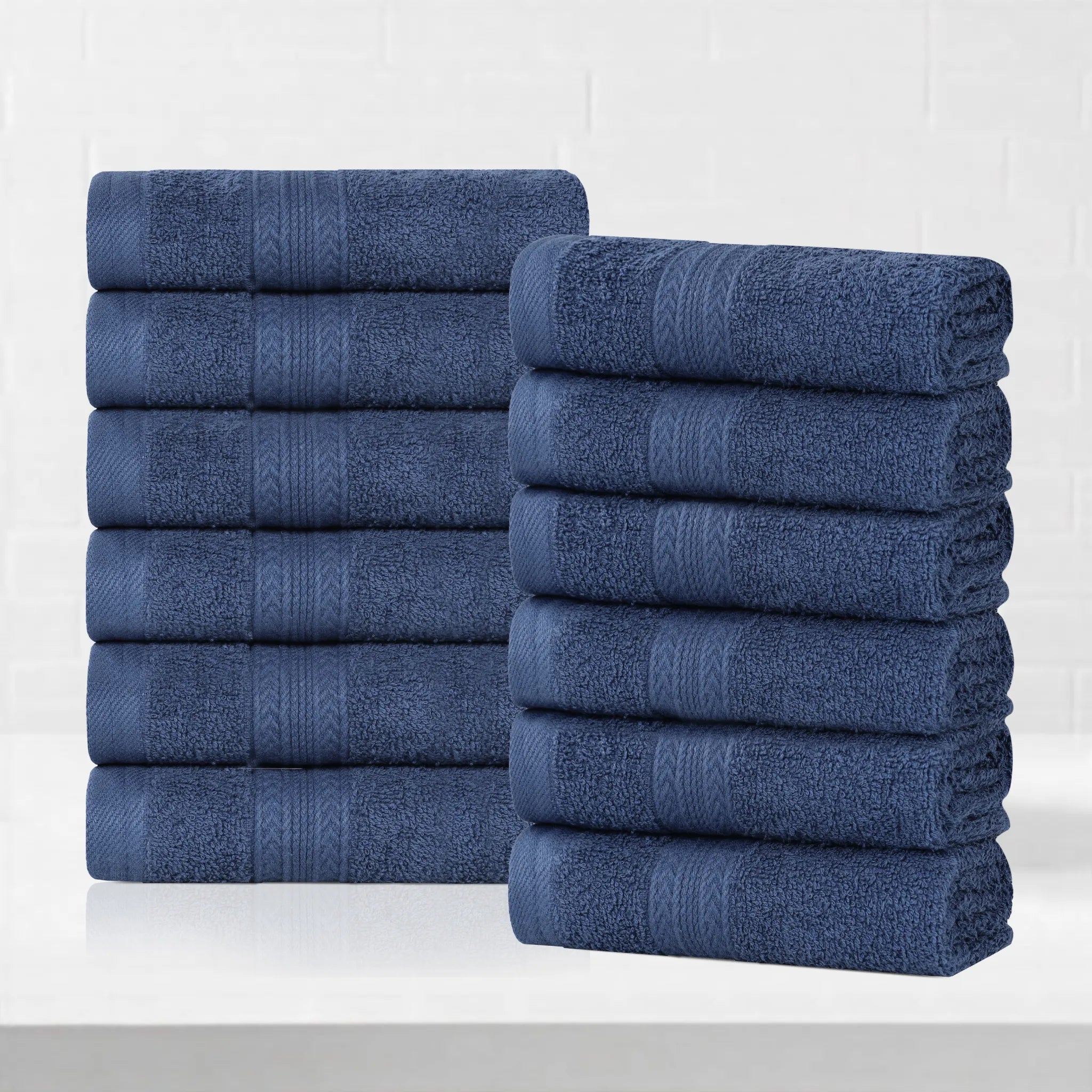 Eco-Friendly Ring-Spun Cotton 12-Piece Face Towel/Washcloth Set
