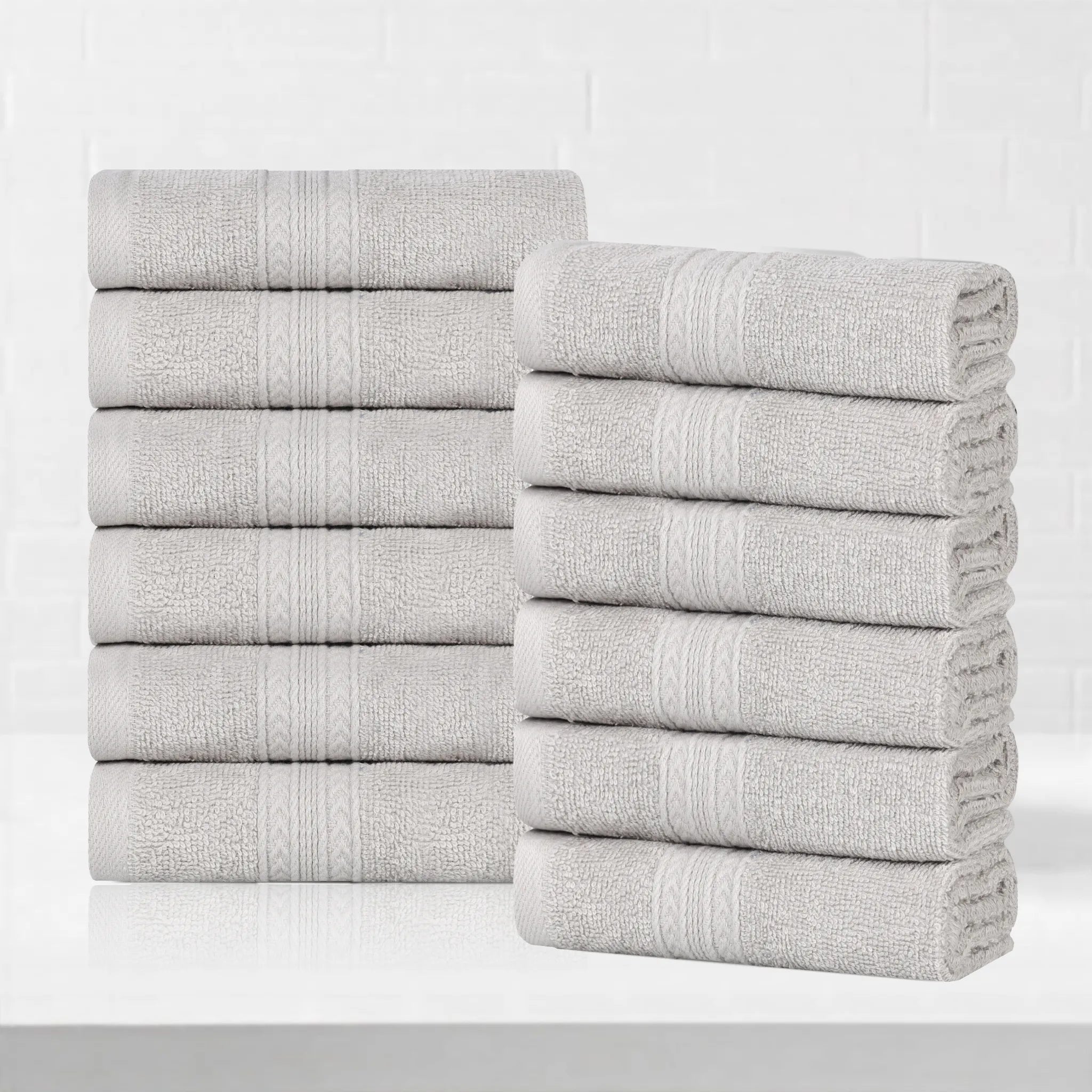 Eco-Friendly Ring-Spun Cotton 12-Piece Face Towel/Washcloth Set
