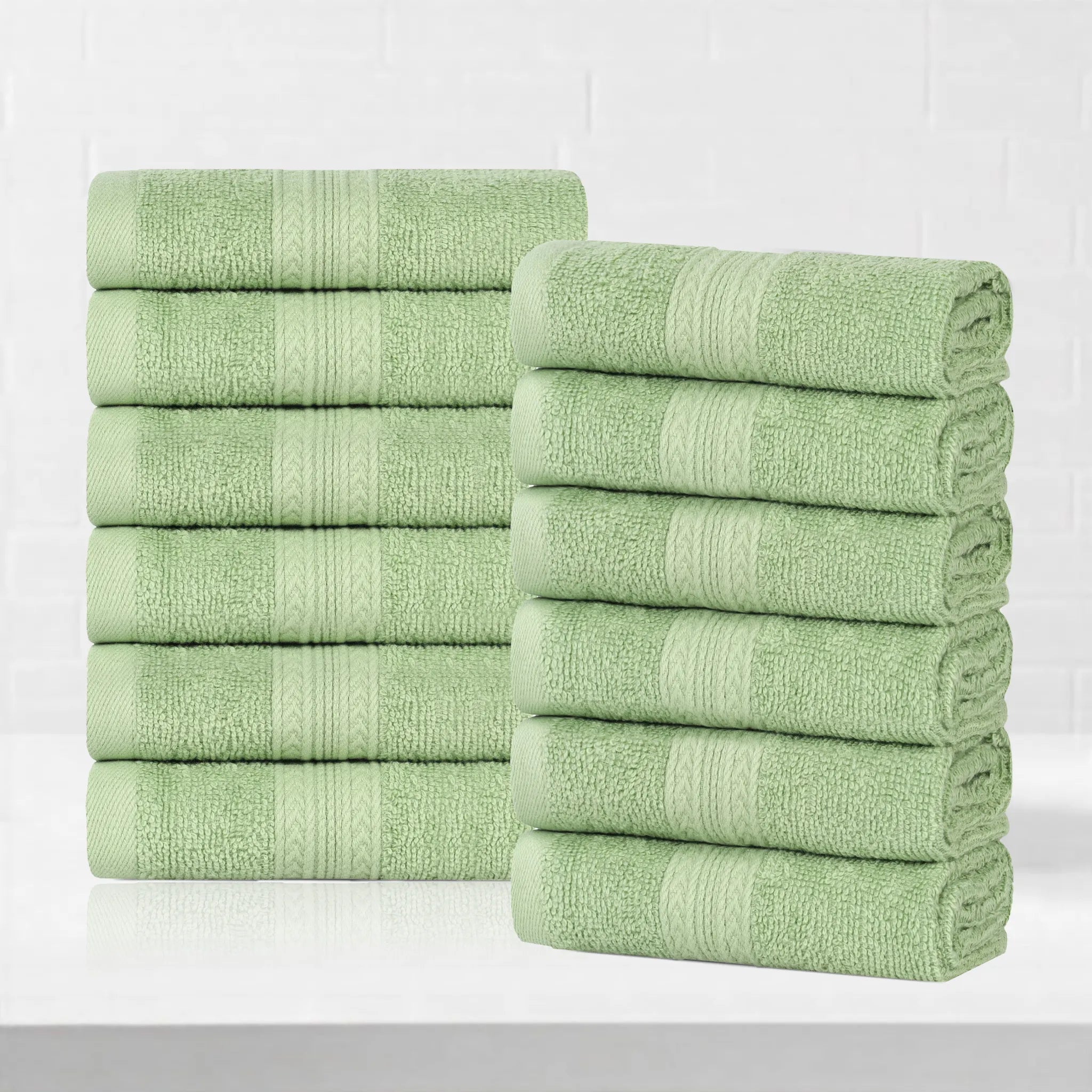 Eco-Friendly Ring-Spun Cotton 12-Piece Face Towel/Washcloth Set