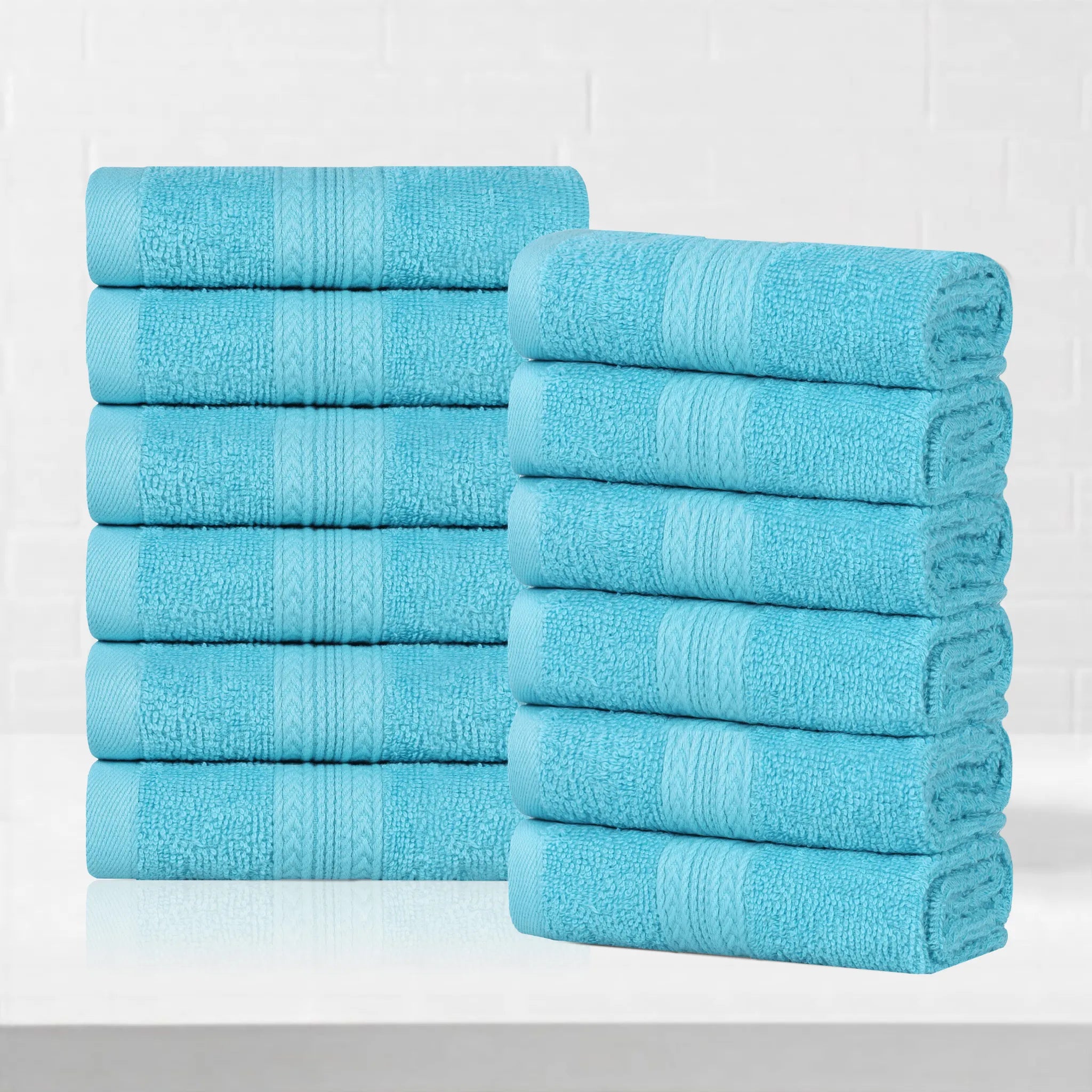 Eco-Friendly Ring-Spun Cotton 12-Piece Face Towel/Washcloth Set