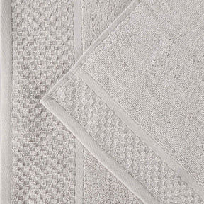 Lodie Cotton Jacquard Solid and Two-Toned Face Towel Washcloth Set of 12 - Stone-White
