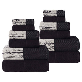 Lodie Cotton Jacquard Solid and Two-Toned 12 Piece Assorted Towel Set