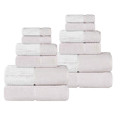 Lodie Cotton Jacquard Solid and Two-Toned 12 Piece Assorted Towel Set