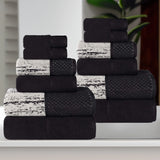 Lodi Cotton 12-Piece Bathroom Towel Set – Absorbent Mid-Weight Solids & Patterns