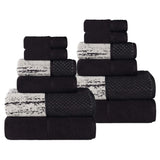 Lodi Cotton 12-Piece Bathroom Towel Set – Absorbent Mid-Weight Solids & Patterns
