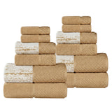 Lodi Cotton 12-Piece Bathroom Towel Set – Absorbent Mid-Weight Solids & Patterns