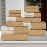 Lodi Cotton 12-Piece Bathroom Towel Set – Absorbent Mid-Weight Solids & Patterns
