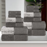 Lodi Cotton 12-Piece Bathroom Towel Set – Absorbent Mid-Weight Solids & Patterns