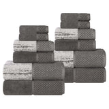 Lodi Cotton 12-Piece Bathroom Towel Set – Absorbent Mid-Weight Solids & Patterns