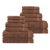Rolla Cotton Geometric Jacquard Plush Soft Absorbent 12 Piece Towel Set - Towel Set by Superior Brand