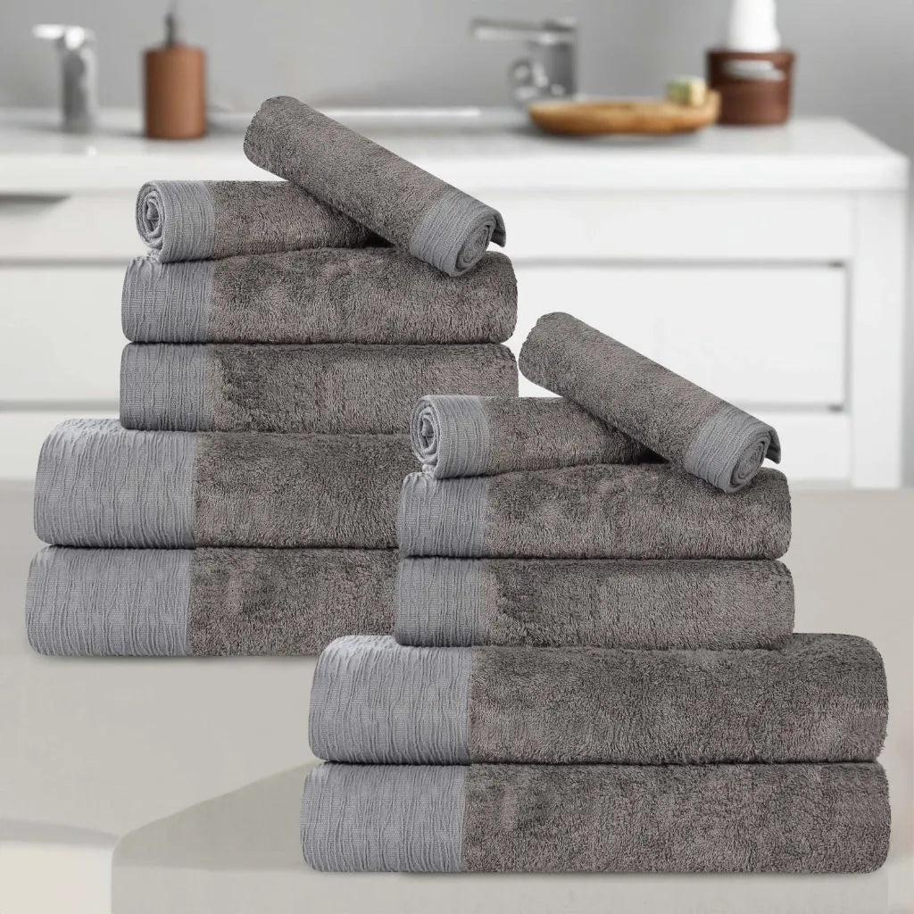 Rayon from Bamboo Eco-Friendly Fluffy Soft Solid 12 Piece Towel Set - Towel Set by Superior Brand