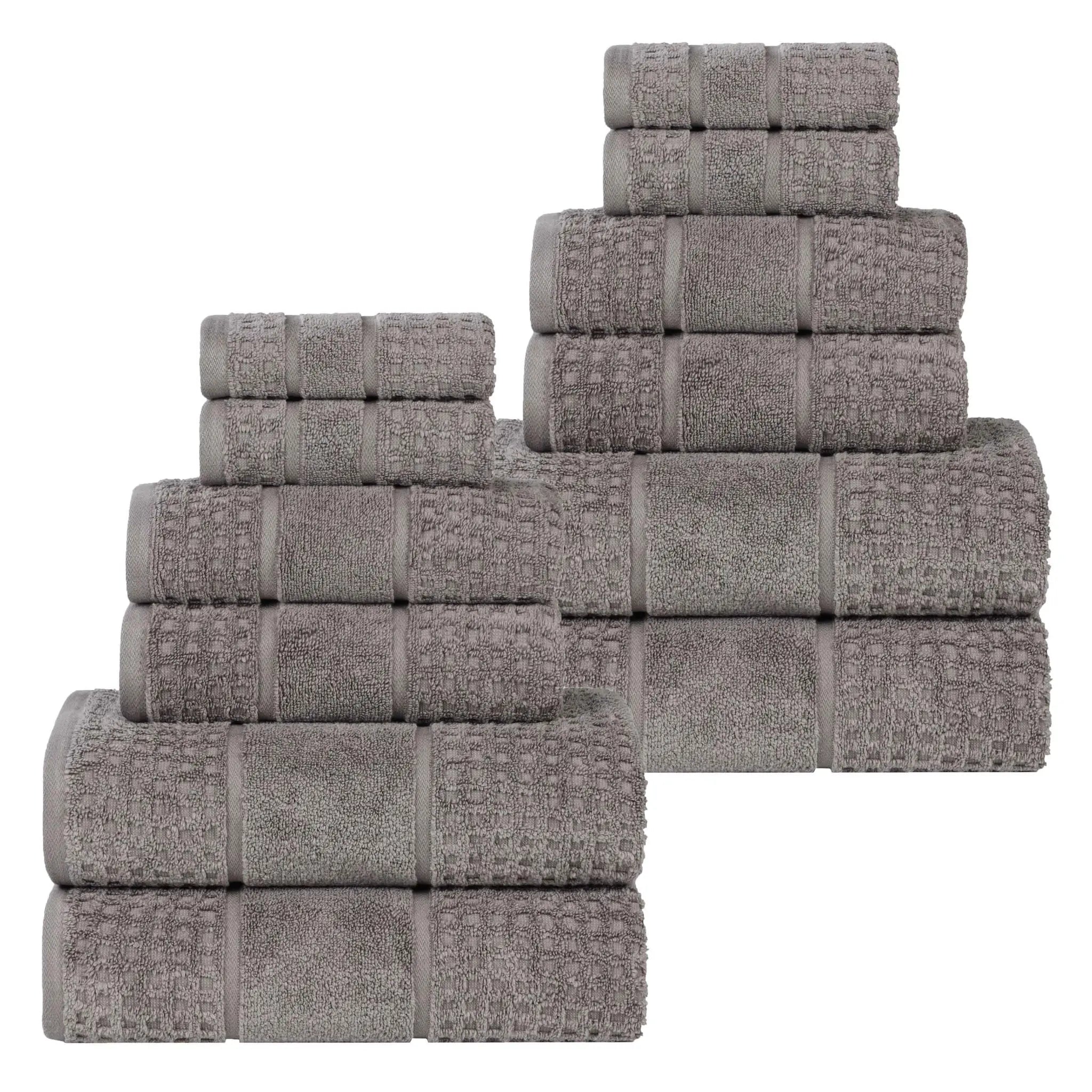 Zero Twist Cotton Waffle Towel Set 12-Piece - Napa - Towel Set by Superior Brand