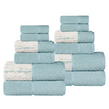 Lodi Cotton 12-Piece Bathroom Towel Set – Absorbent Mid-Weight Solids & Patterns