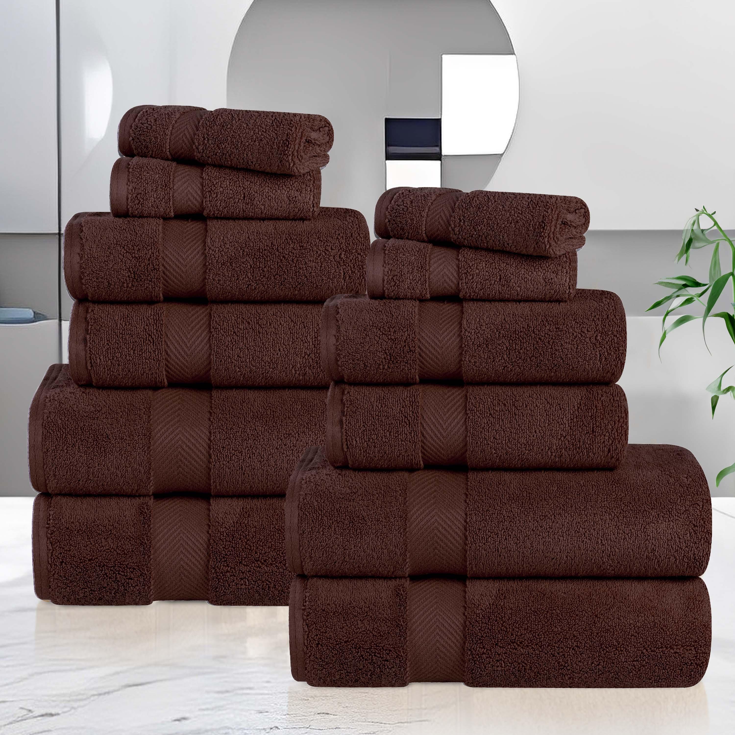 Zero Twist Cotton Ultra-Soft Absorbent Assorted 12 Piece Towel Set - Towel Set by Superior Brand