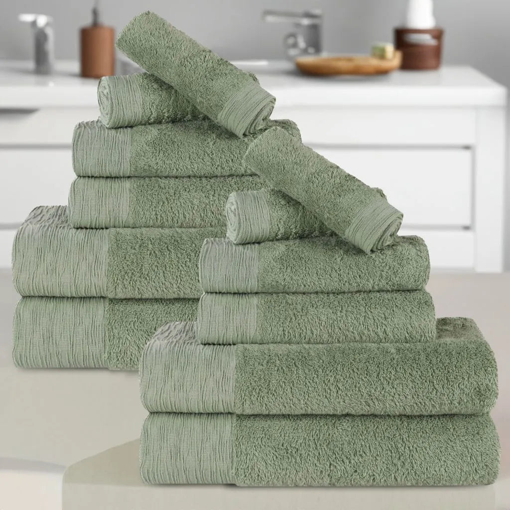 Rayon from Bamboo Eco-Friendly Fluffy Soft Solid 12 Piece Towel Set - Towel Set by Superior Brand