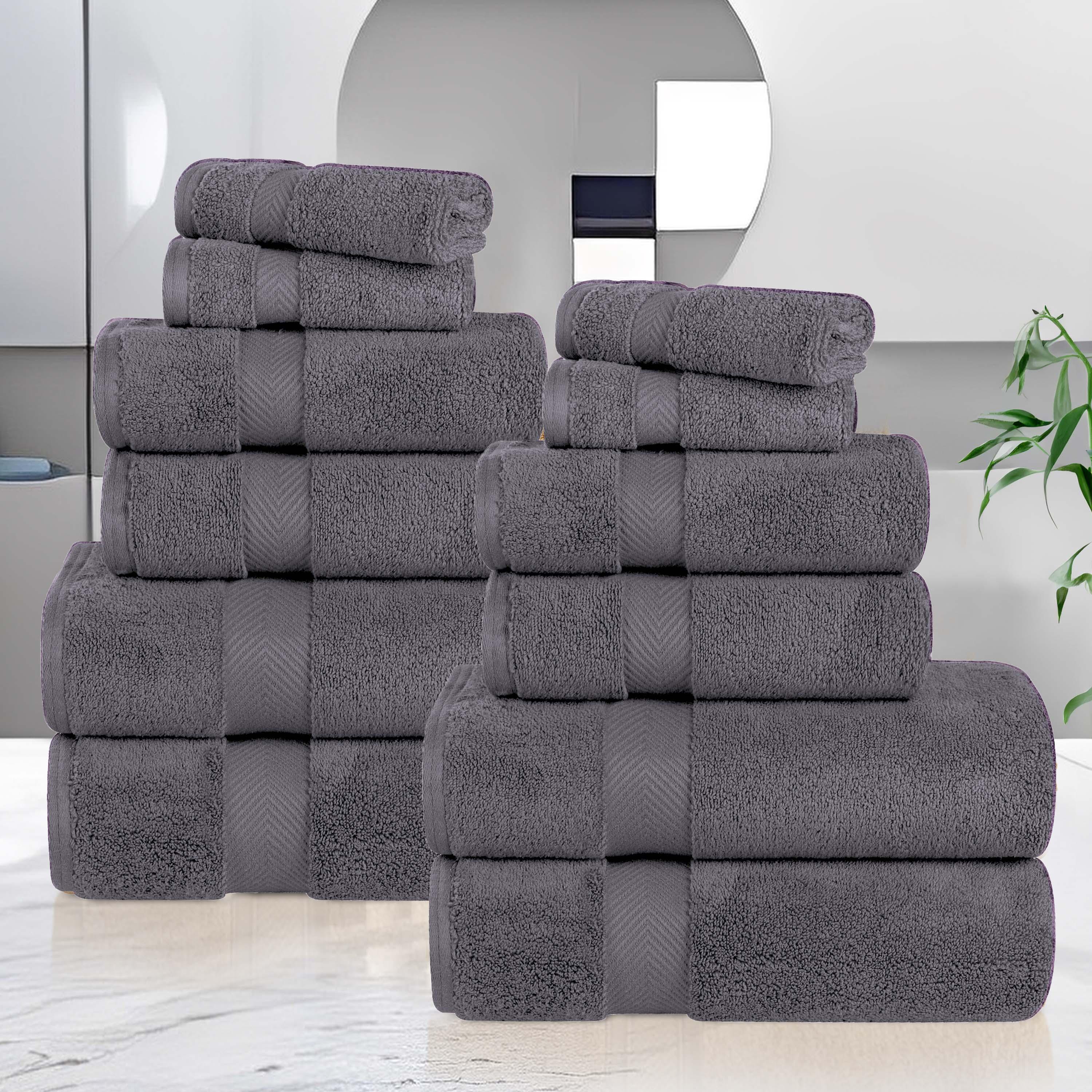 Zero Twist Cotton Ultra-Soft Absorbent Assorted 12 Piece Towel Set - Towel Set by Superior Brand