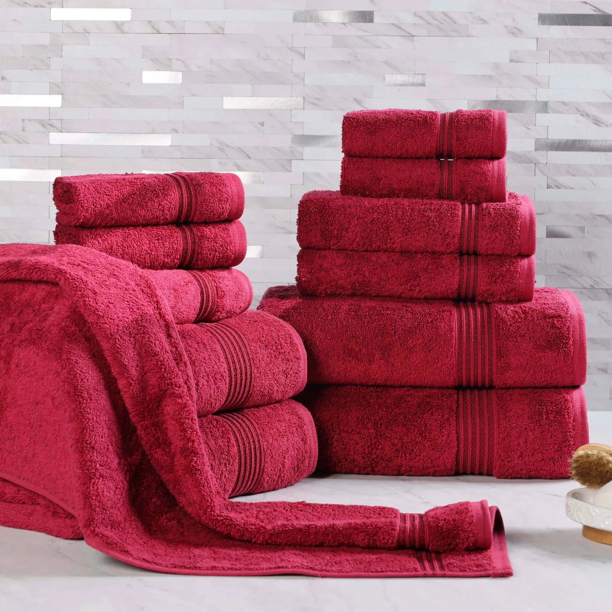 Egyptian Cotton Heritage Plush Towel Set 12 Piece - Egyptian Cotton Towel Set by Superior Brand